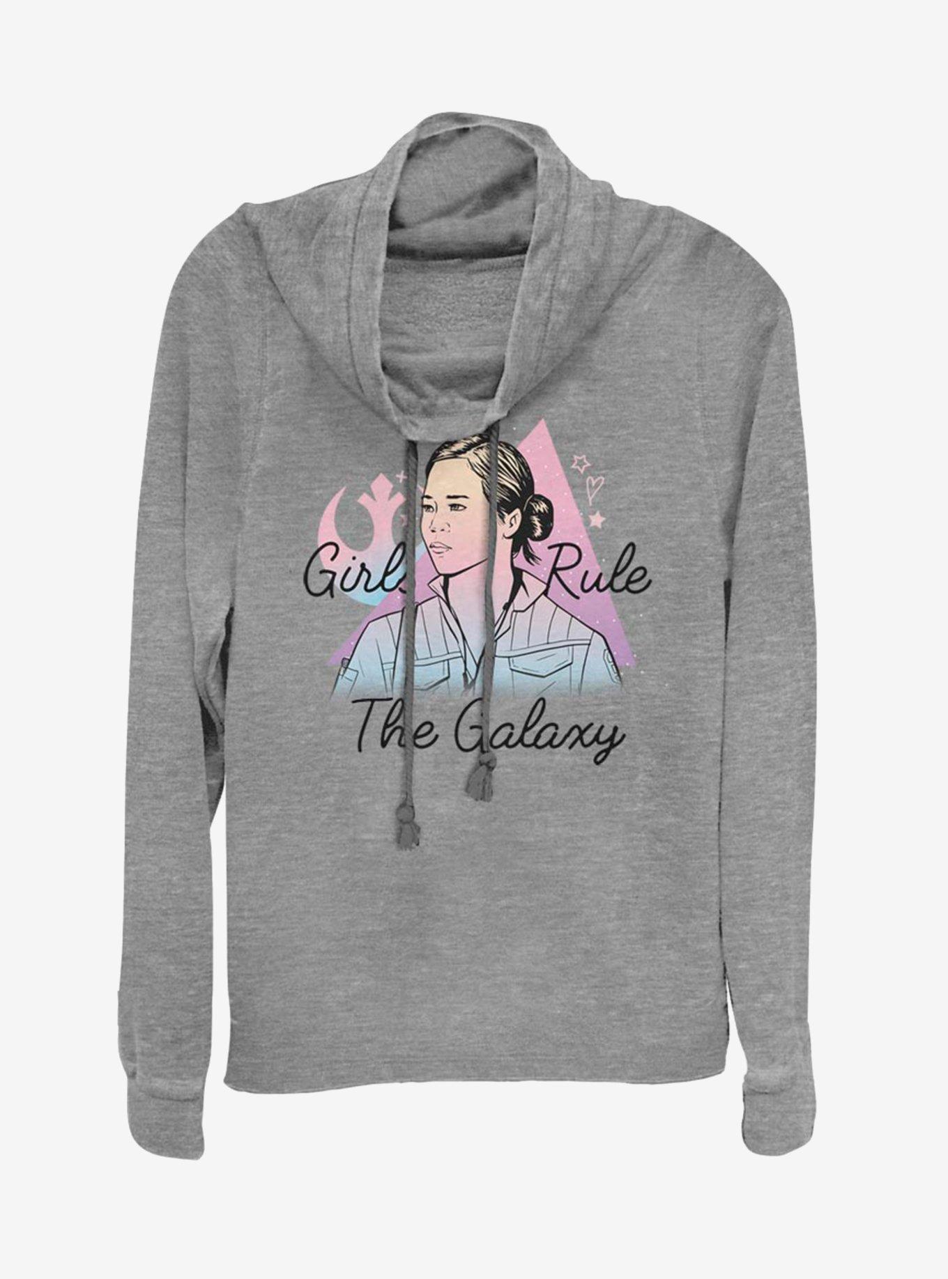 Star Wars Rose Pastel Cowl Neck Long-Sleeve Girls Top, ATH HTR, hi-res