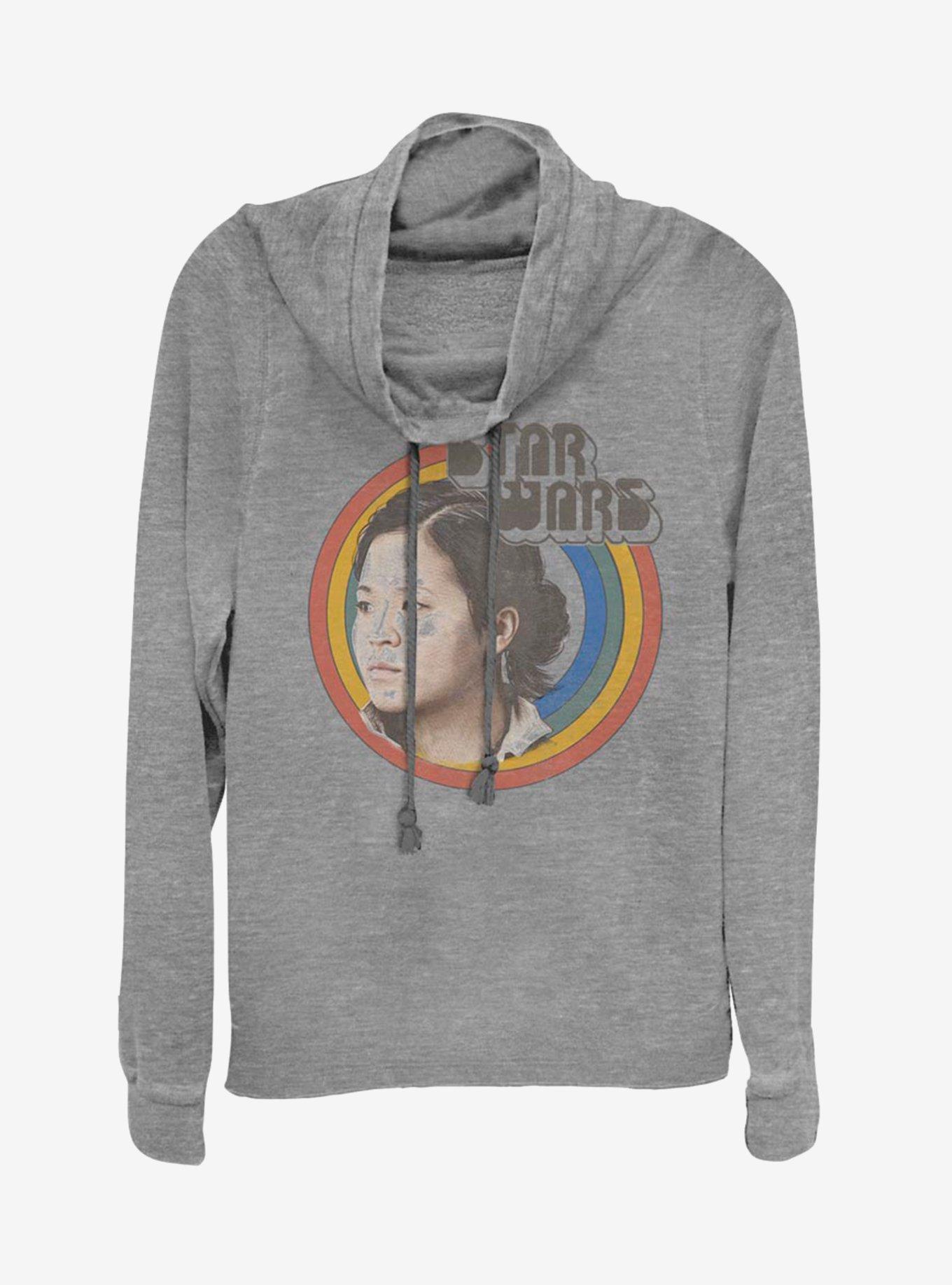 Star Wars Vintage Rose Rainbow Cowl Neck Long-Sleeve Girls Top, , hi-res