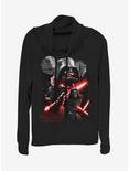 Star Wars Poster Style Cowl Neck Long-Sleeve Girls Top, BLACK, hi-res