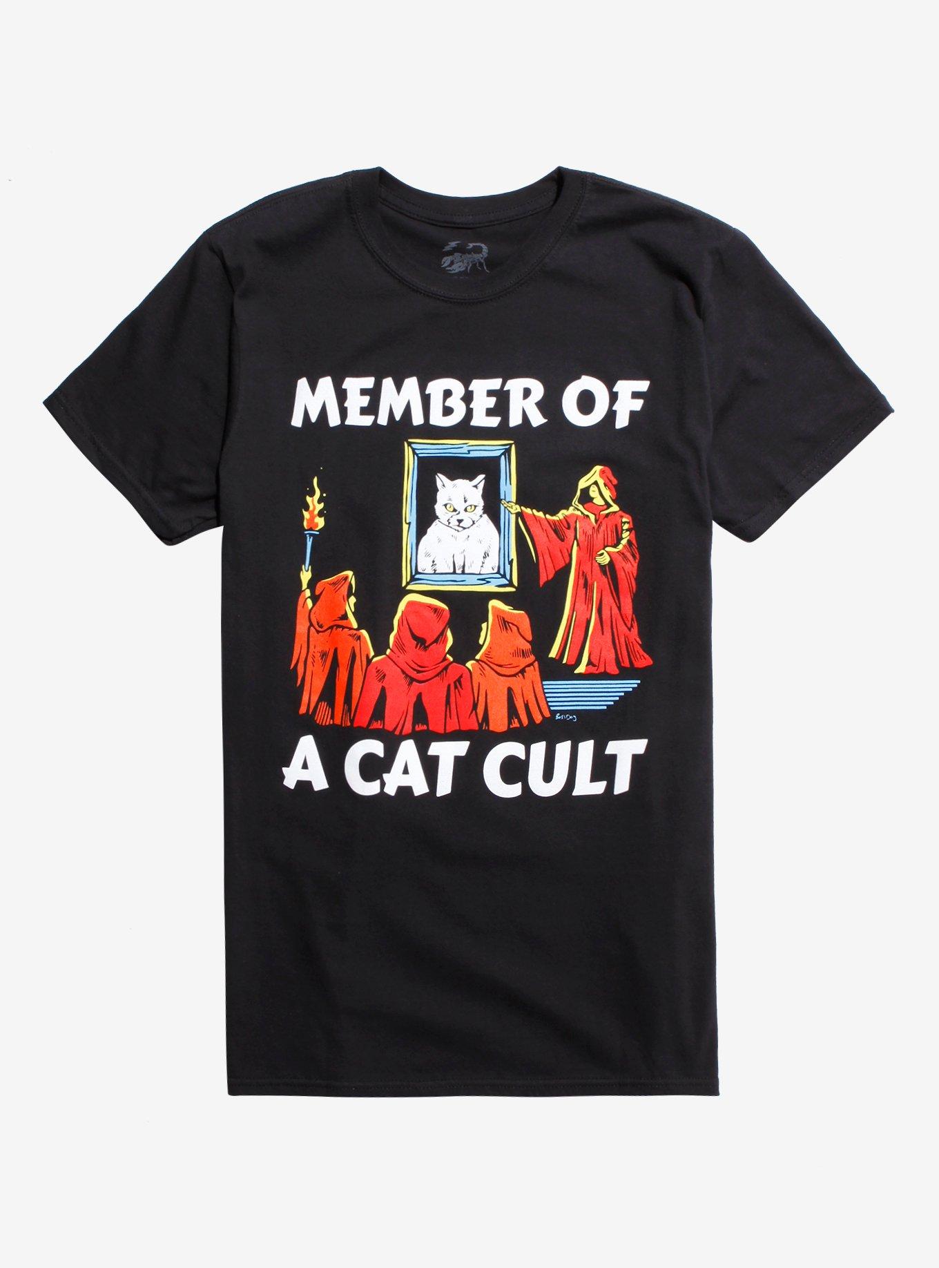 Member Of A Cat Cult T-Shirt By Boss Dog Hot Topic Exclusive, BLACK, hi-res