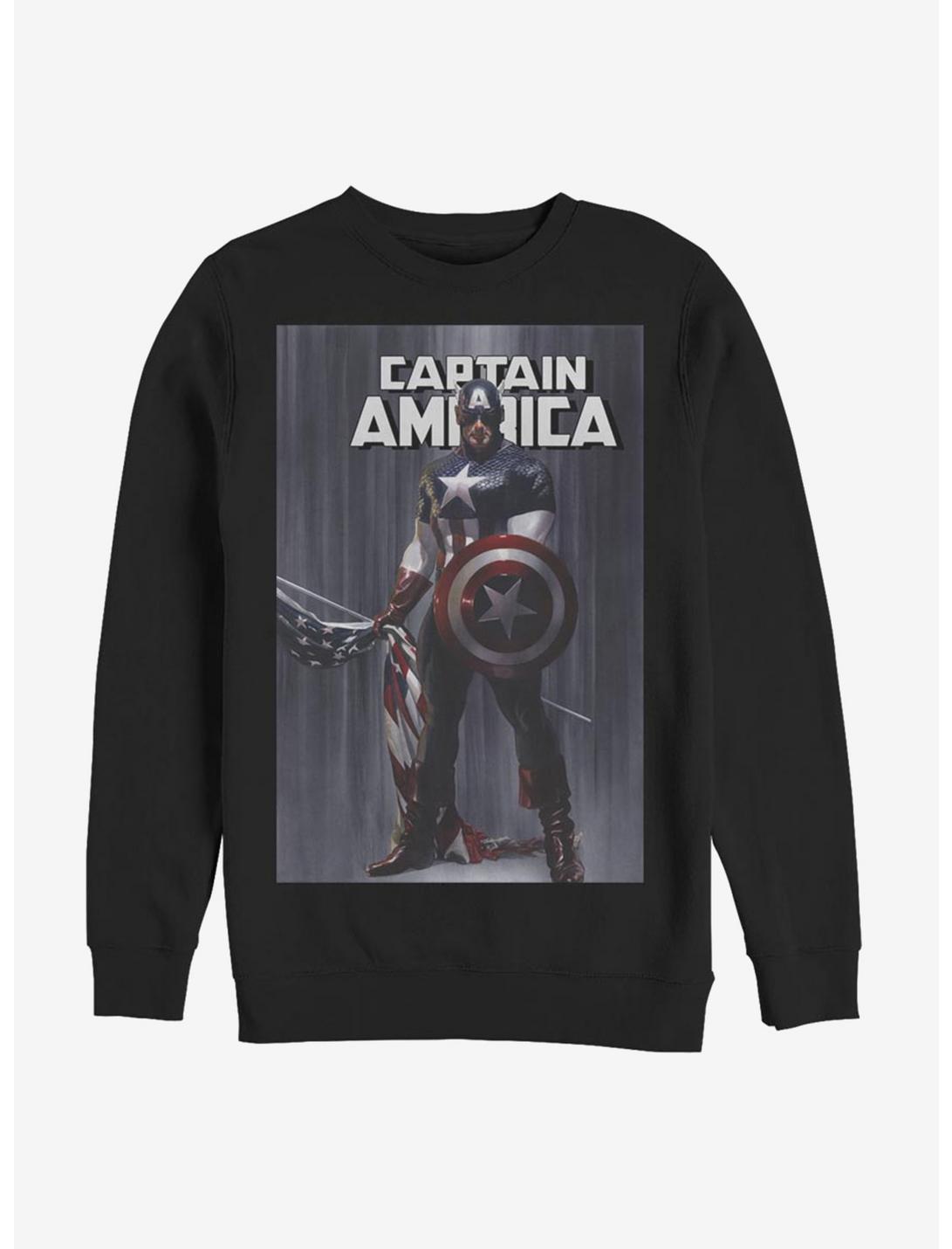 Marvel Captain America Poster Sweatshirt, BLACK, hi-res