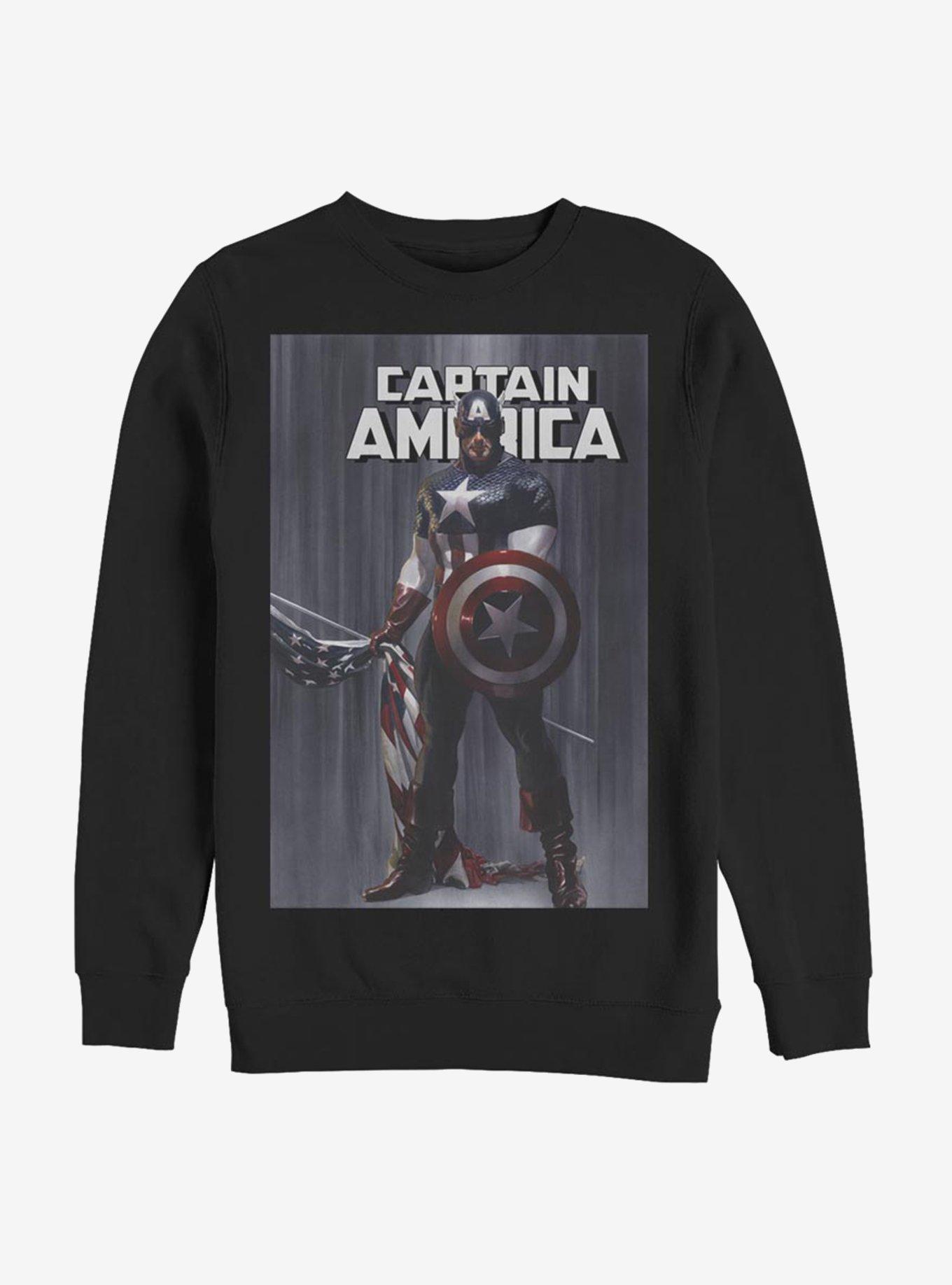 Marvel Captain America Poster Sweatshirt, BLACK, hi-res