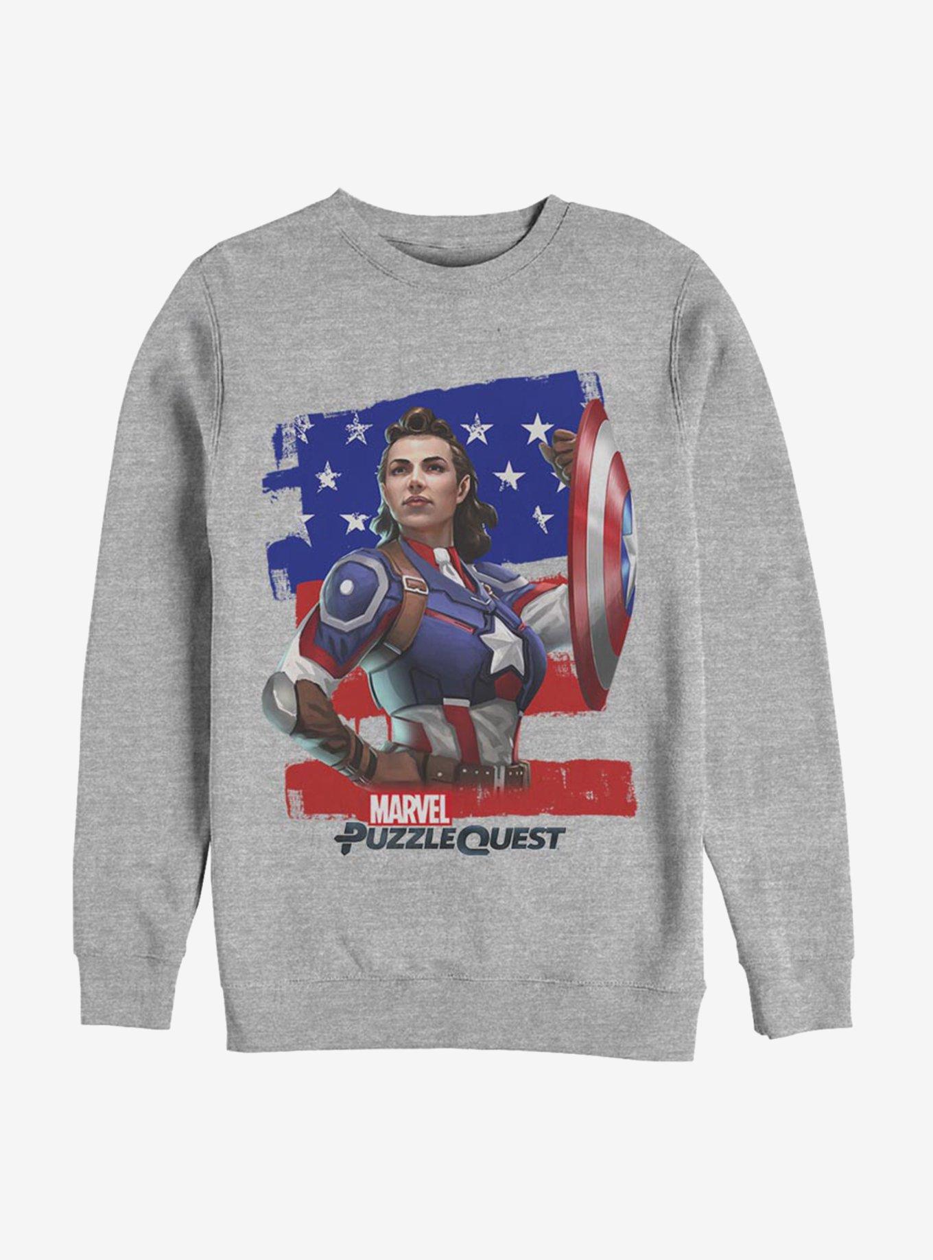 Marvel Captain America Hero Peggie Sweatshirt, ATH HTR, hi-res