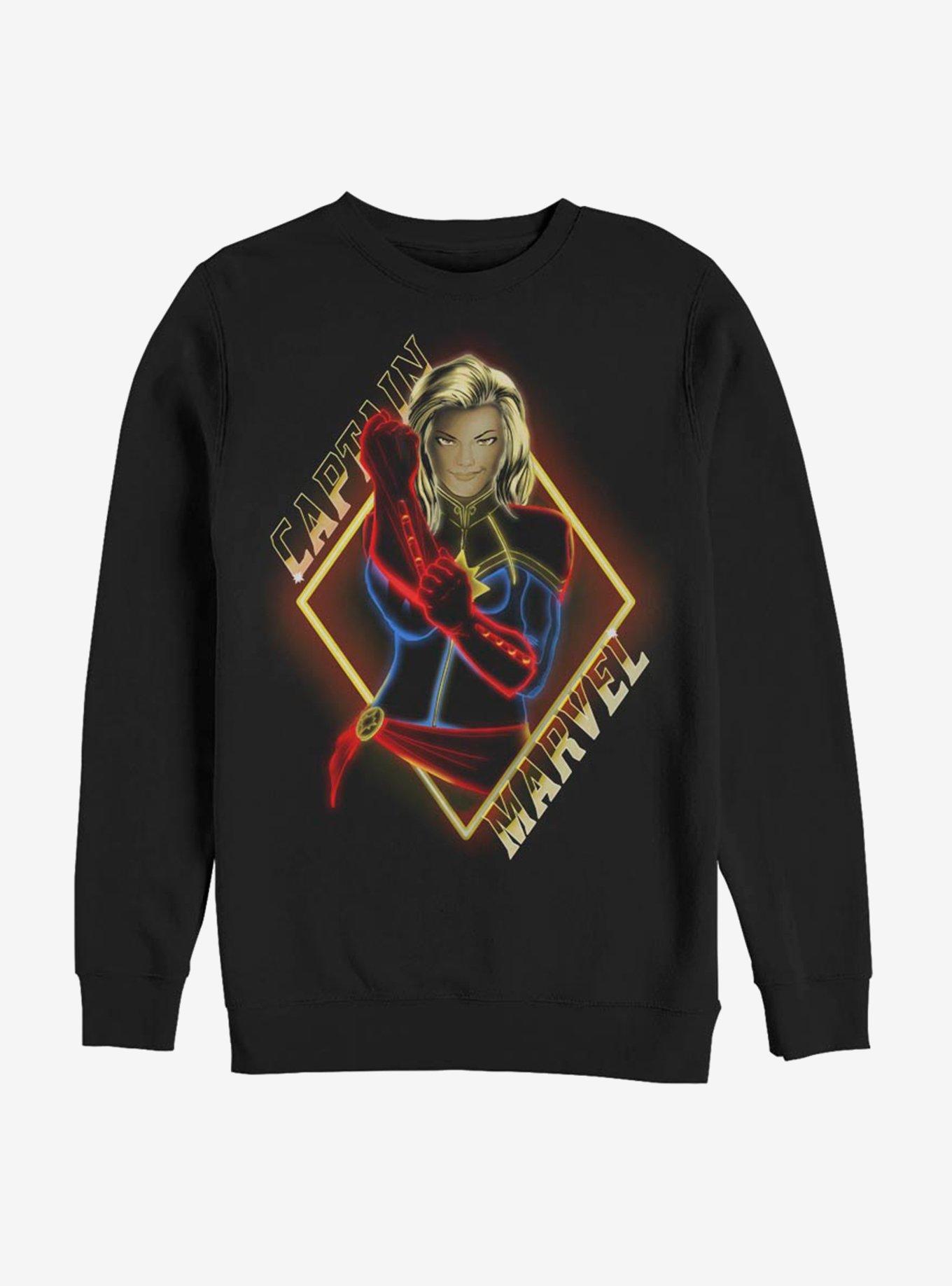 Avengers Captain Marvel Glow Sweatshirt, BLACK, hi-res