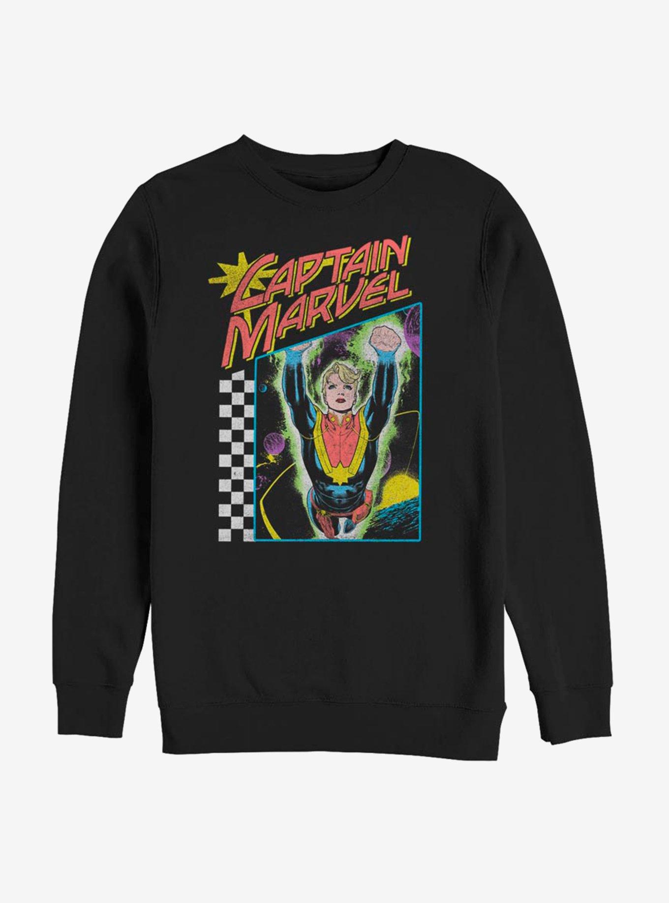 Avengers Captain Marvel Neon Pop Sweatshirt, BLACK, hi-res