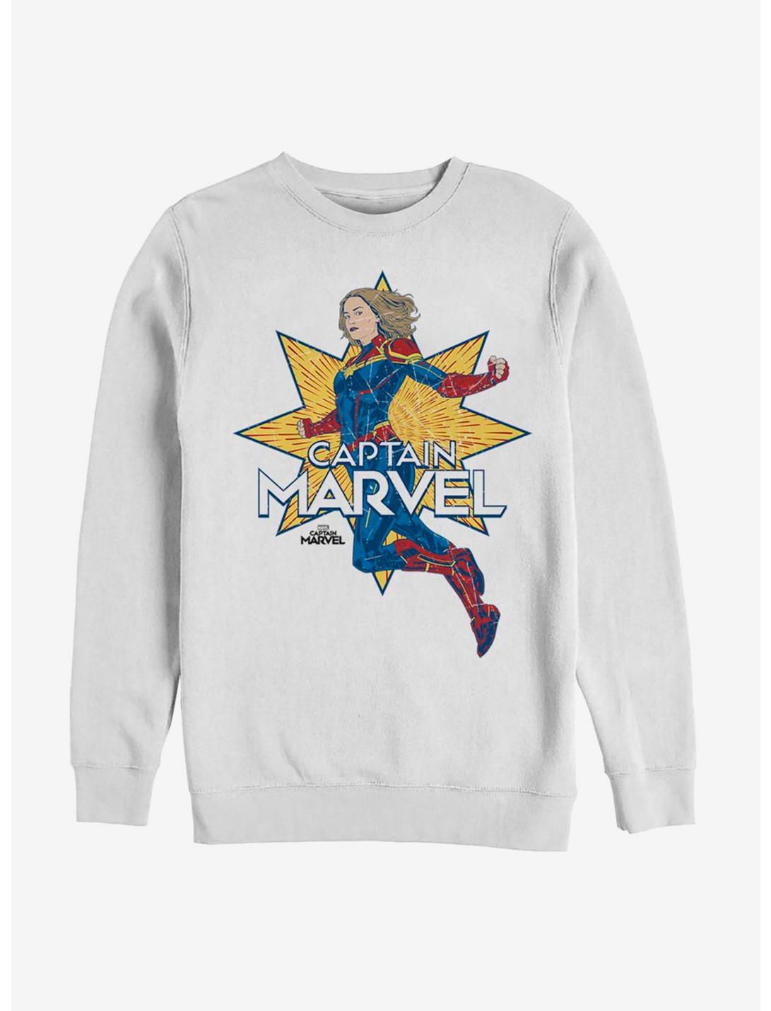 Avengers Captain Marvel Star Marvel Sweatshirt, WHITE, hi-res