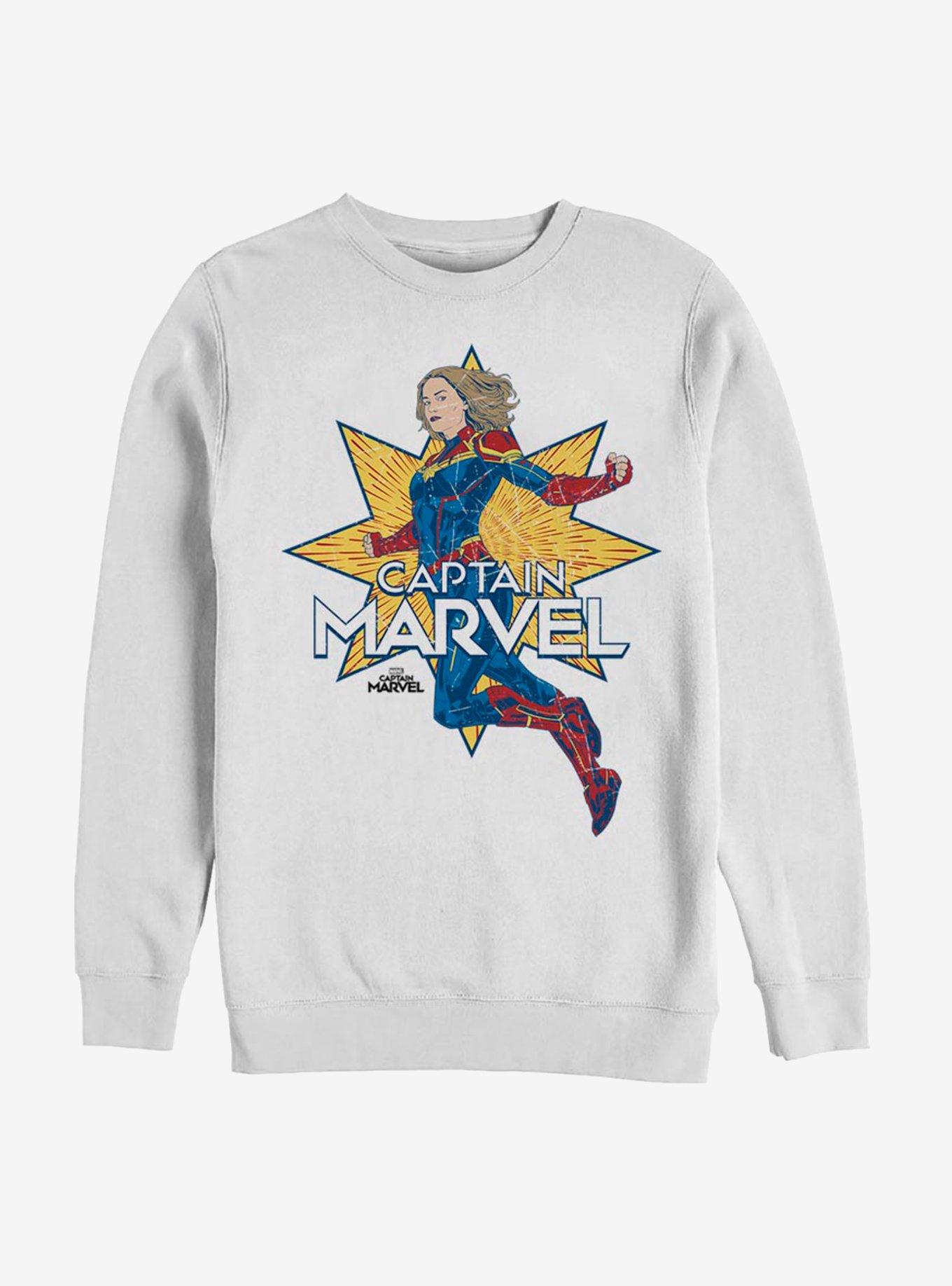 Avengers Captain Marvel Star Marvel Sweatshirt, WHITE, hi-res