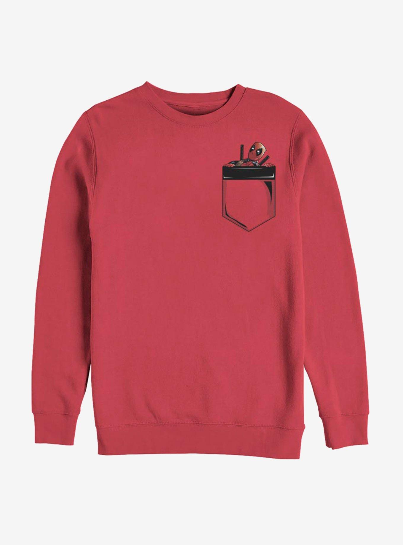 Marvel Deadpool Dead Faux Pocket Sweatshirt, RED, hi-res