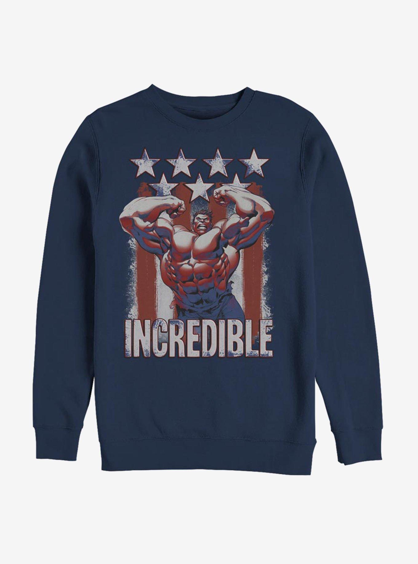 Marvel Hulk American Flag Sweatshirt, NAVY, hi-res