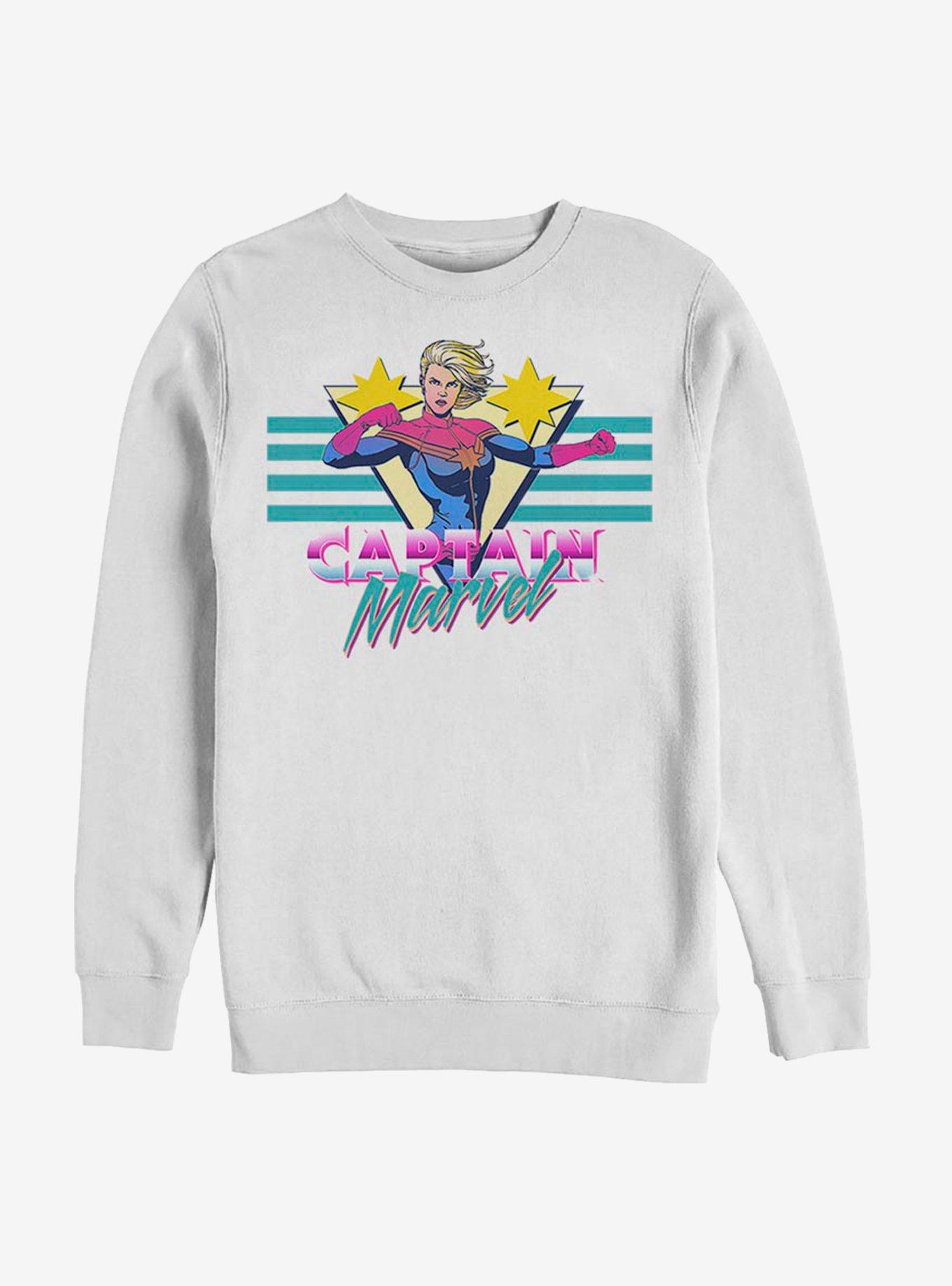 Avengers Captain Marvel Cap Mar Wave Sweatshirt, WHITE, hi-res