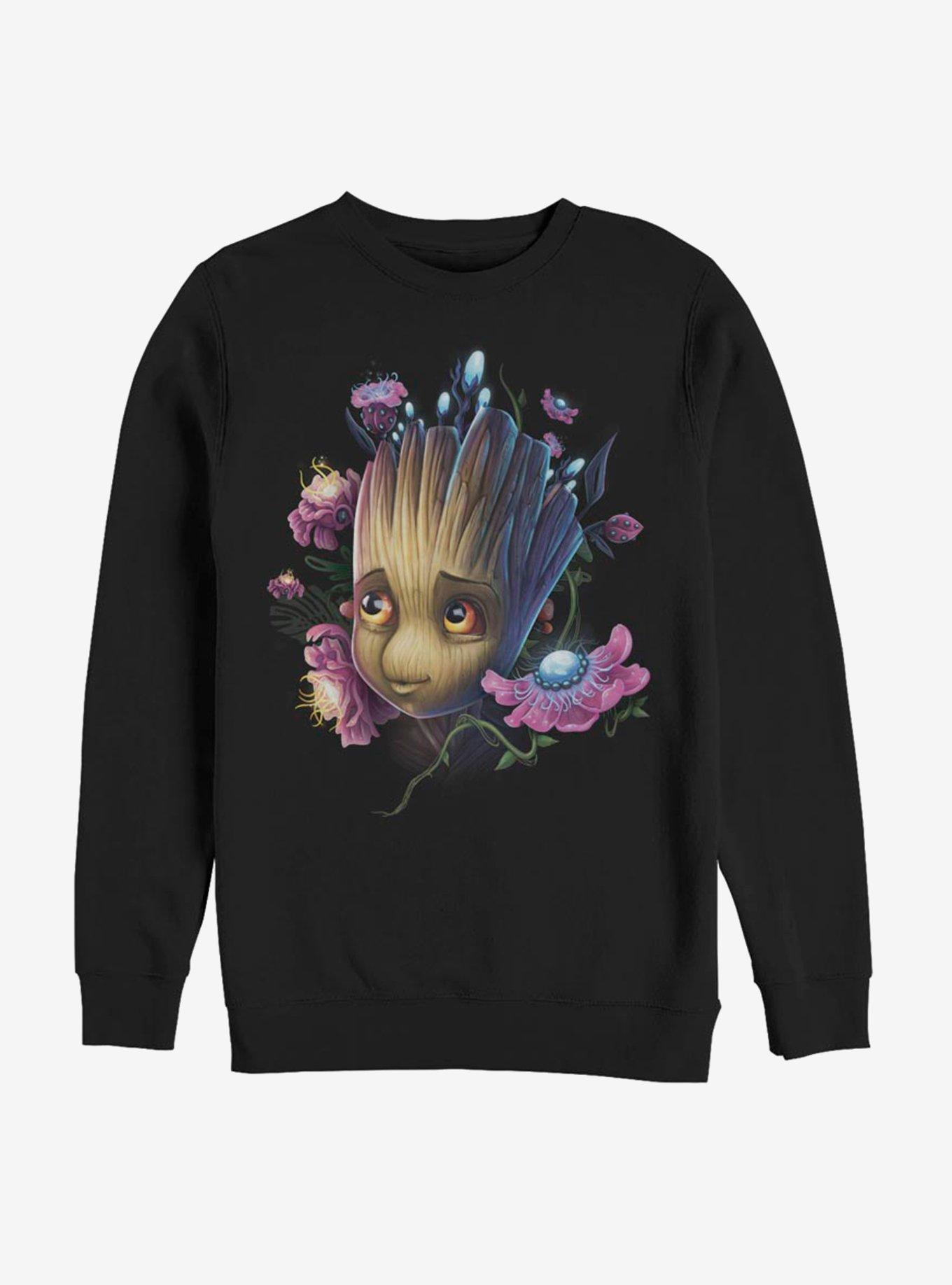 Marvel Guardians Of The Galaxy Groot Flowers Sweatshirt, BLACK, hi-res