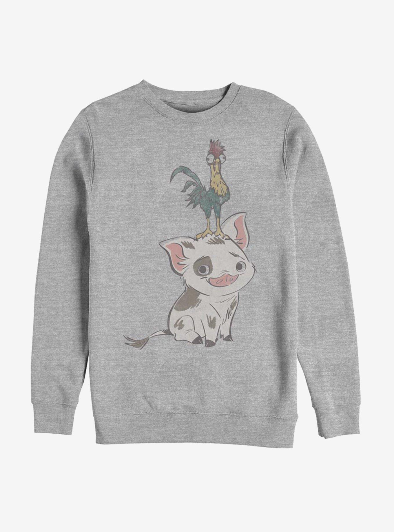 Disney Moana Pua And Hei Hei Pose Sweatshirt, ATH HTR, hi-res