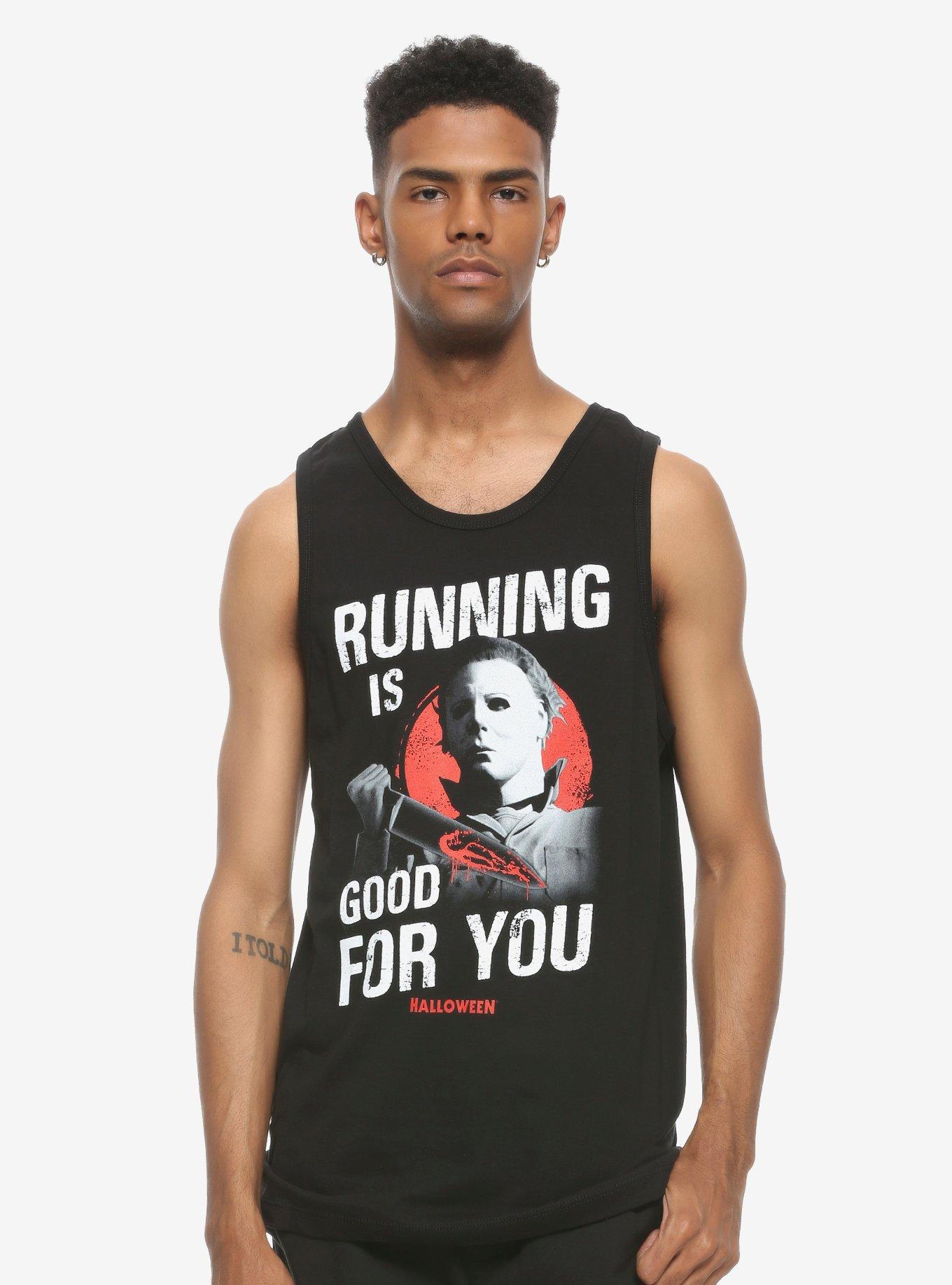 Halloween Michael Myers Running Is Good Tank Top, BLACK, hi-res