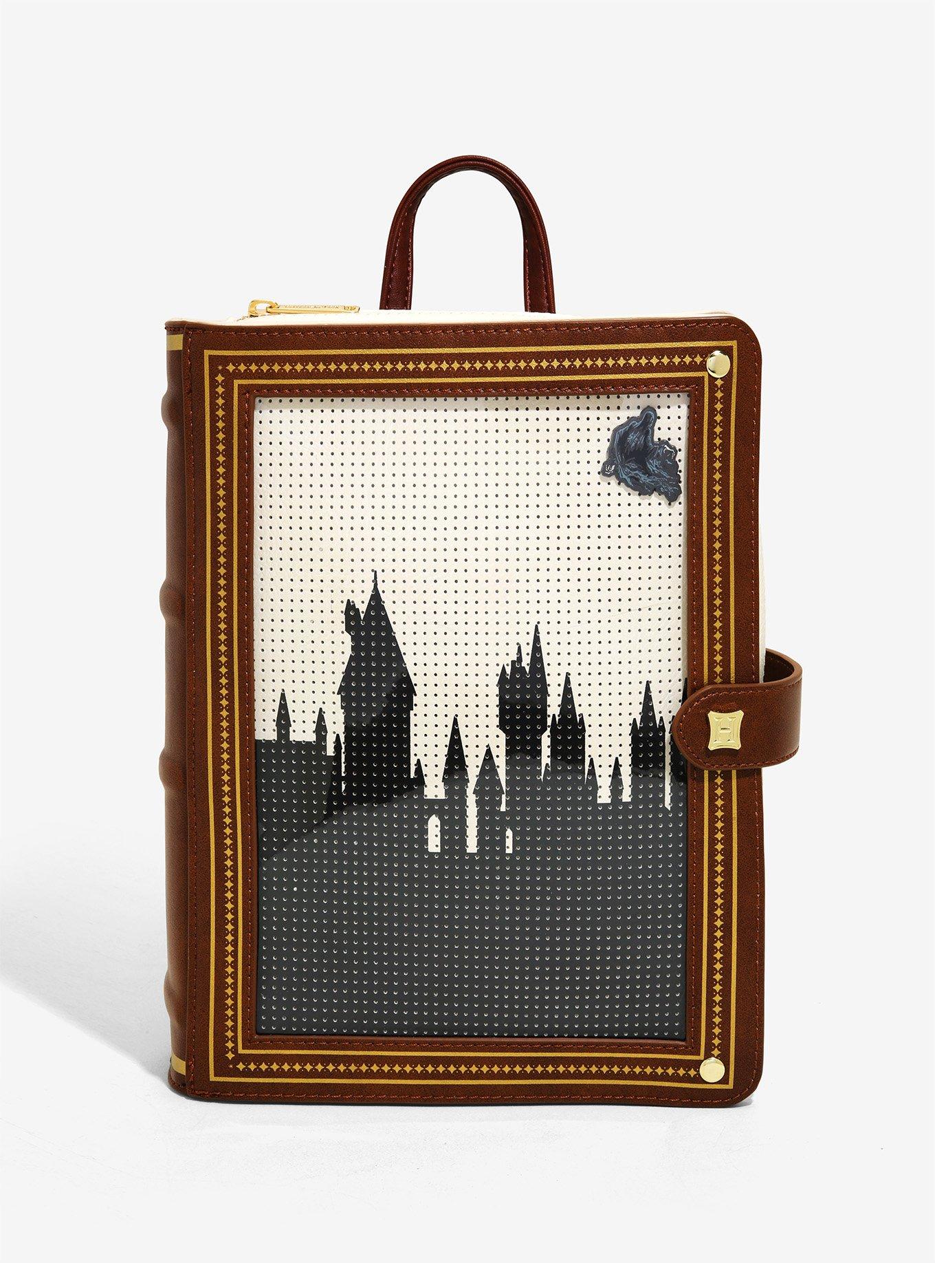 Loungefly Harry Potter Hogwarts Book Pin Collector Mini Backpack BoxLunch NWT Loungefly Harry Potter Prefect Red Plaid Pin Mini Backpack  main image 2