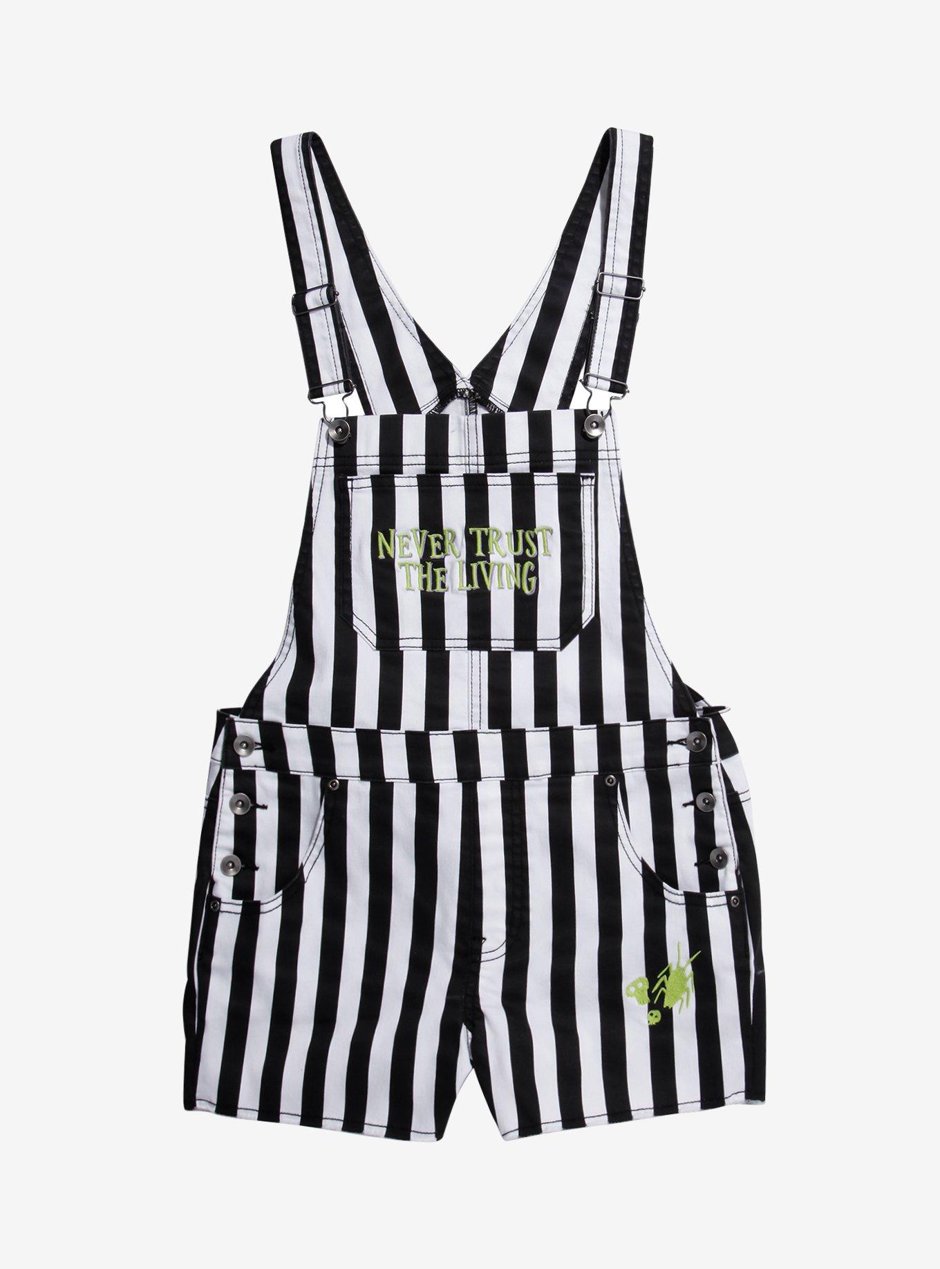 Beetlejuice Stripe Shortalls Hot Topic