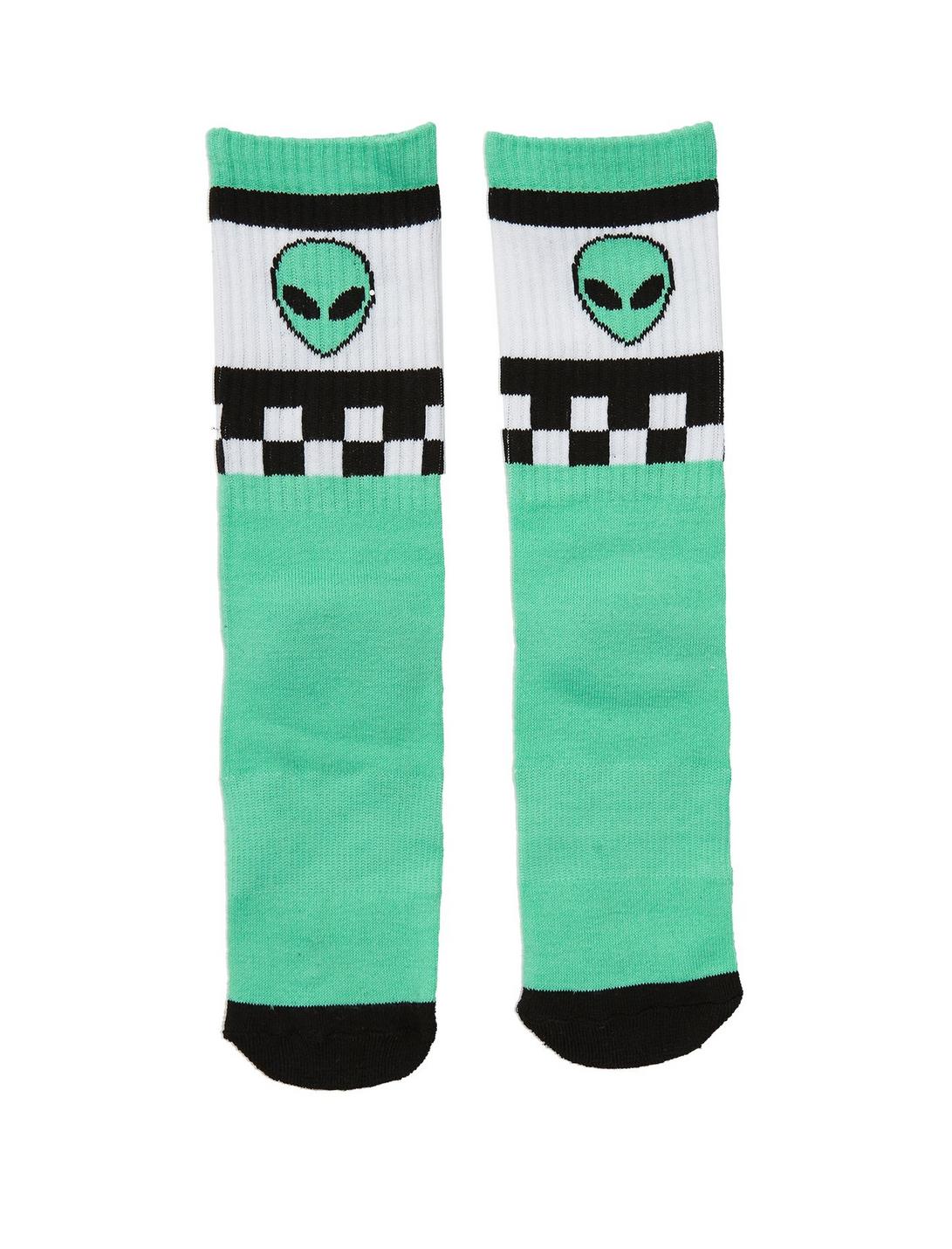 Alien Checkered Girls Crew Socks, , hi-res