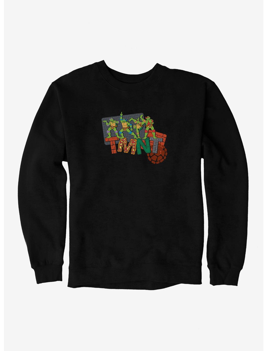 Teenage Mutant Ninja Turtles Patterned Logo Letters Sweatshirt, BLACK, hi-res