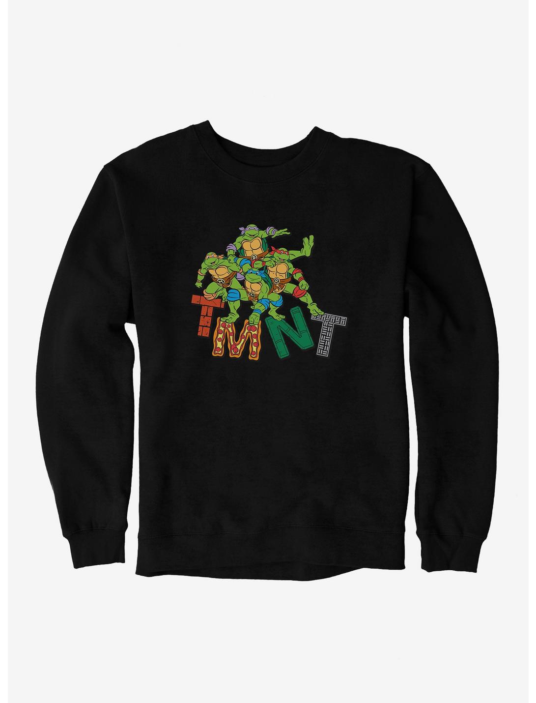 Teenage Mutant Ninja Turtles Patterned Logo Letters Group Sweatshirt, BLACK, hi-res