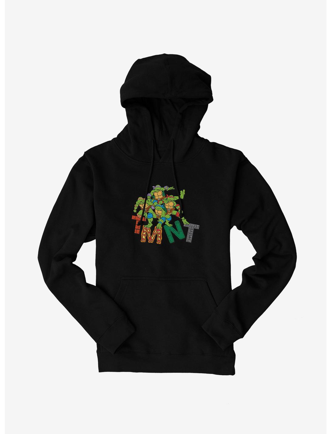 Teenage Mutant Ninja Turtles Patterned Logo Letters Group Hoodie, BLACK, hi-res