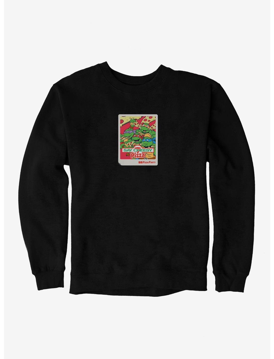 Teenage Mutant Ninja Turtles Say Cheesy Pizza Photo Sweatshirt, BLACK, hi-res