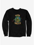 Teenage Mutant Ninja Turtles Team Turtle Group Poses Circle Sweatshirt, BLACK, hi-res