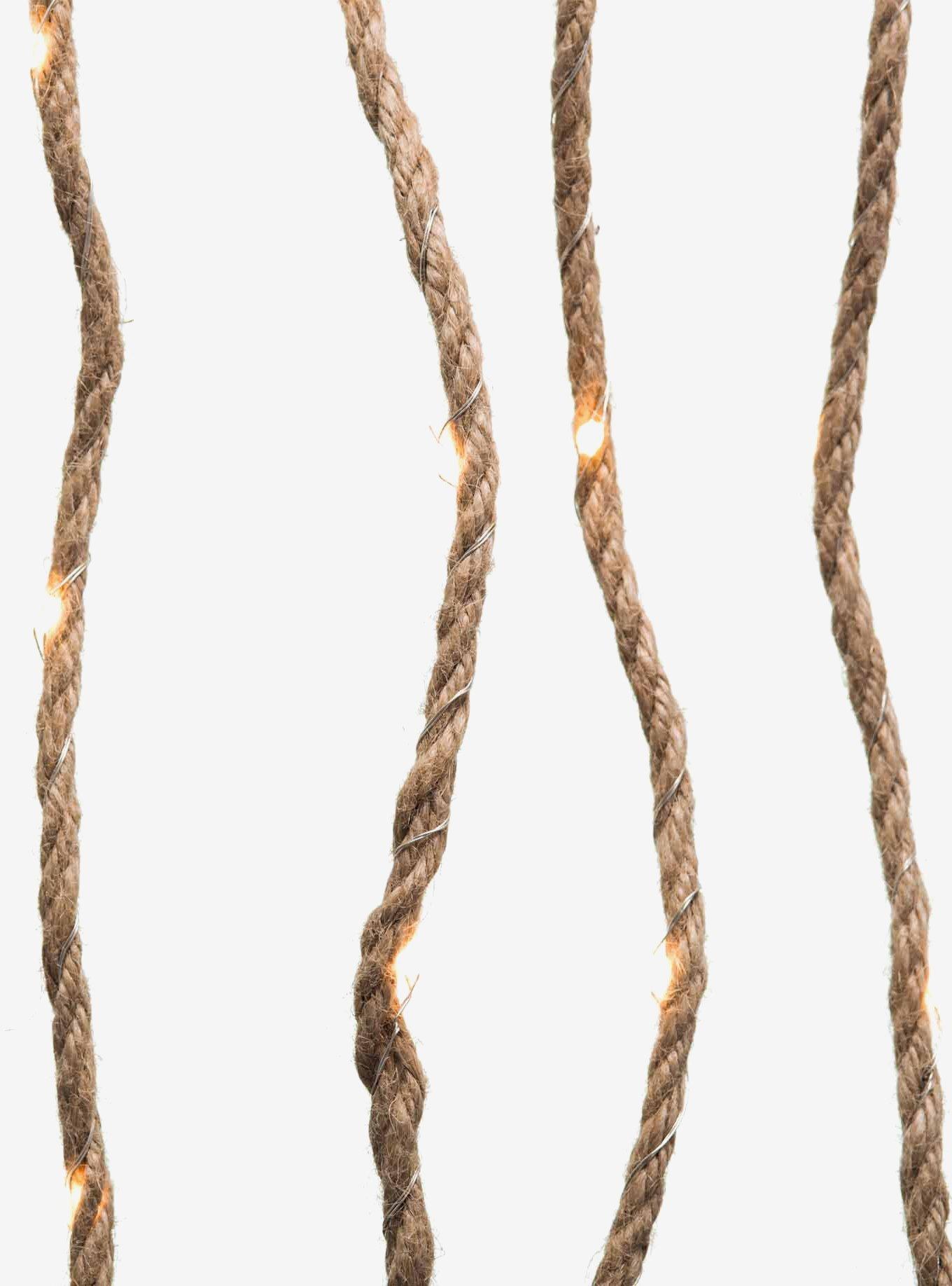 Brown Burlap Rope Lights With Warm White Lights, , hi-res