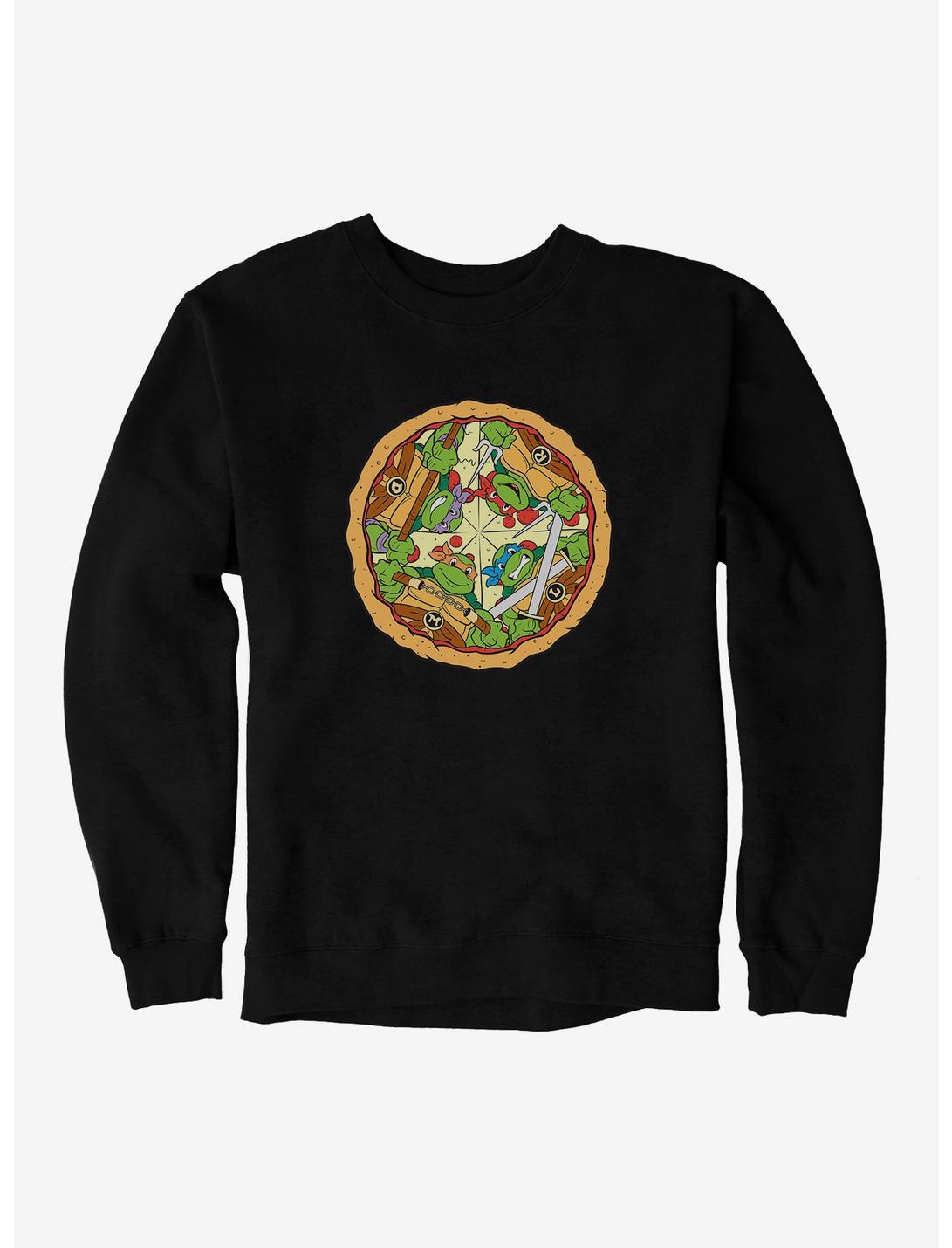 Teenage Mutant Ninja Turtles Group On Pizza Slices Sweatshirt, BLACK, hi-res
