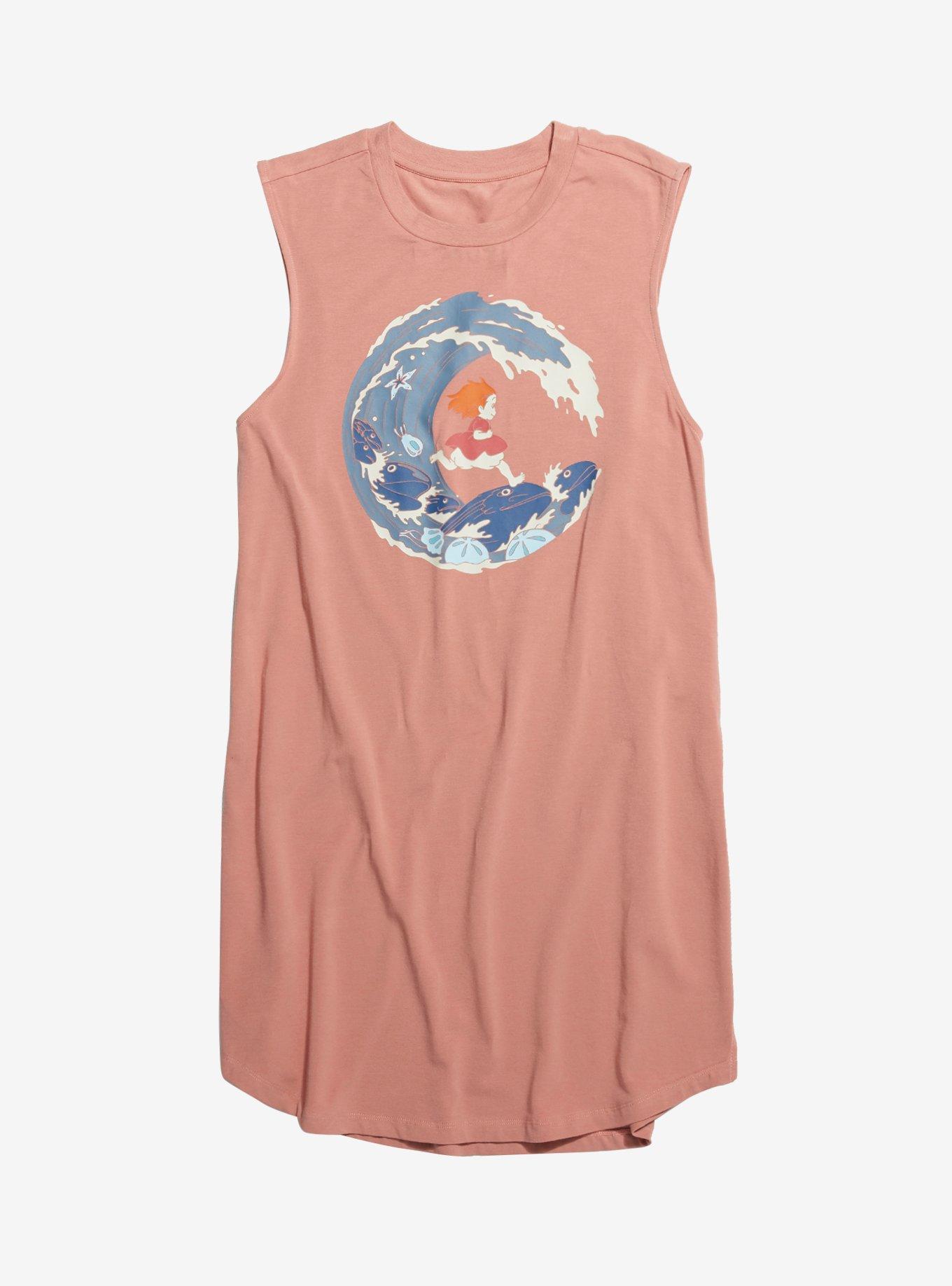 Her Universe Studio Ghibli Earth Day Collection Ponyo Wave Walker Girls Tank Dress Plus Size, CORAL, hi-res