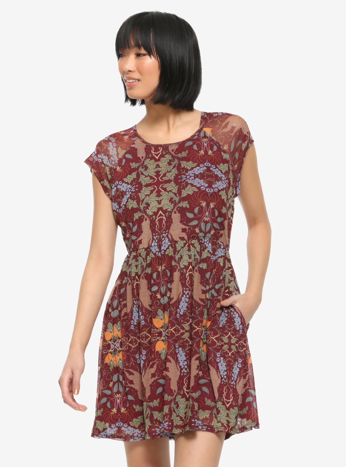 Harry Potter Botanical Mesh Dress, BROWN, hi-res