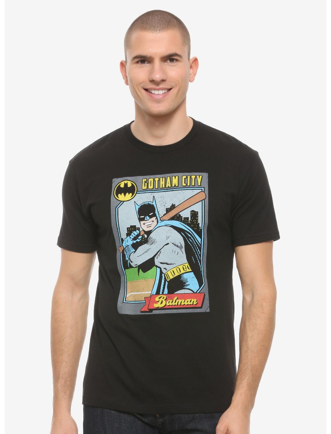 DC Comics Batman Baseball Card T-Shirt - BoxLunch Exclusive, BLUE, hi-res