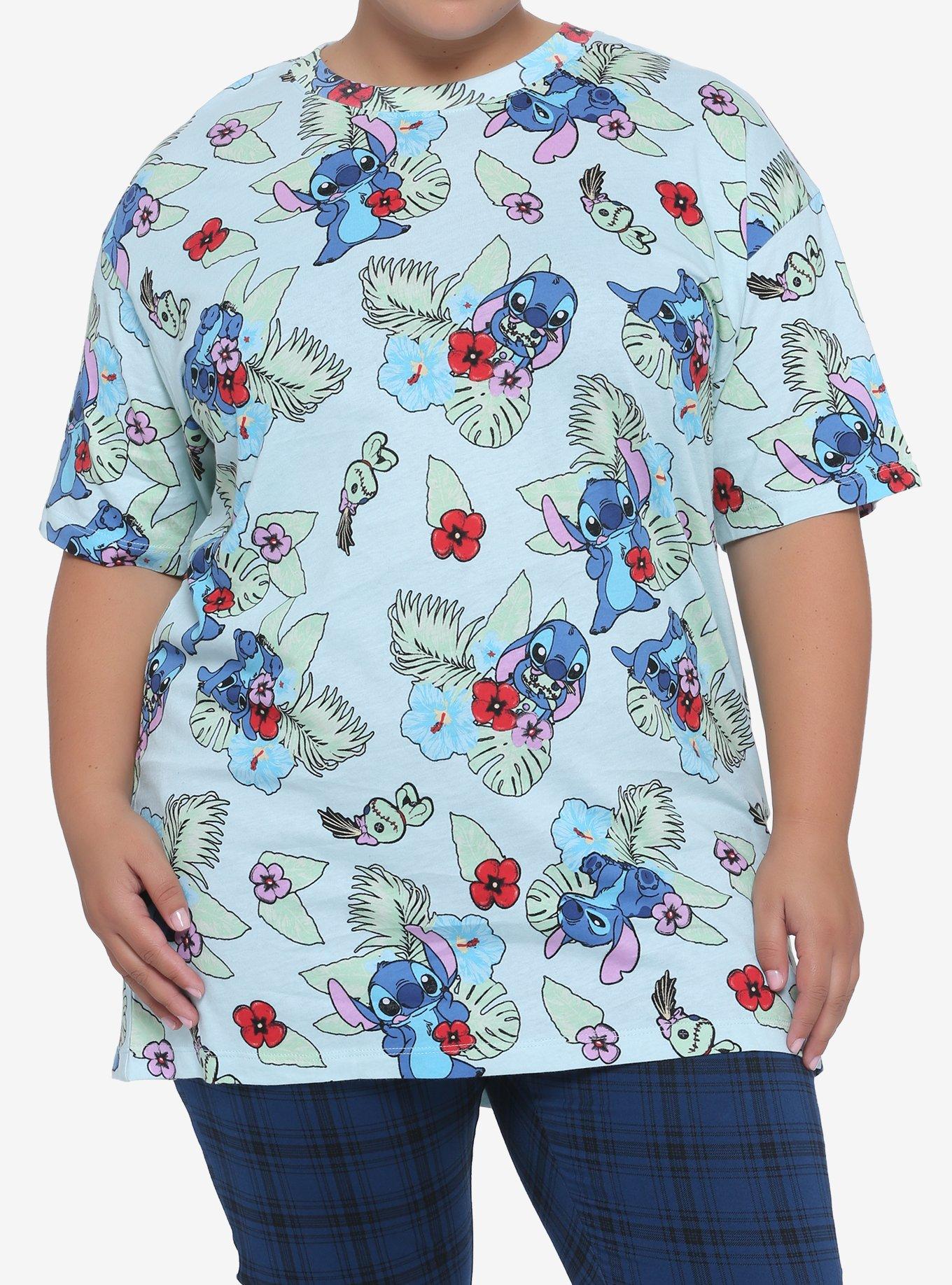 Disney Lilo & Stitch Scrump Floral Oversized Girls T-Shirt Plus Size, MULTI, hi-res