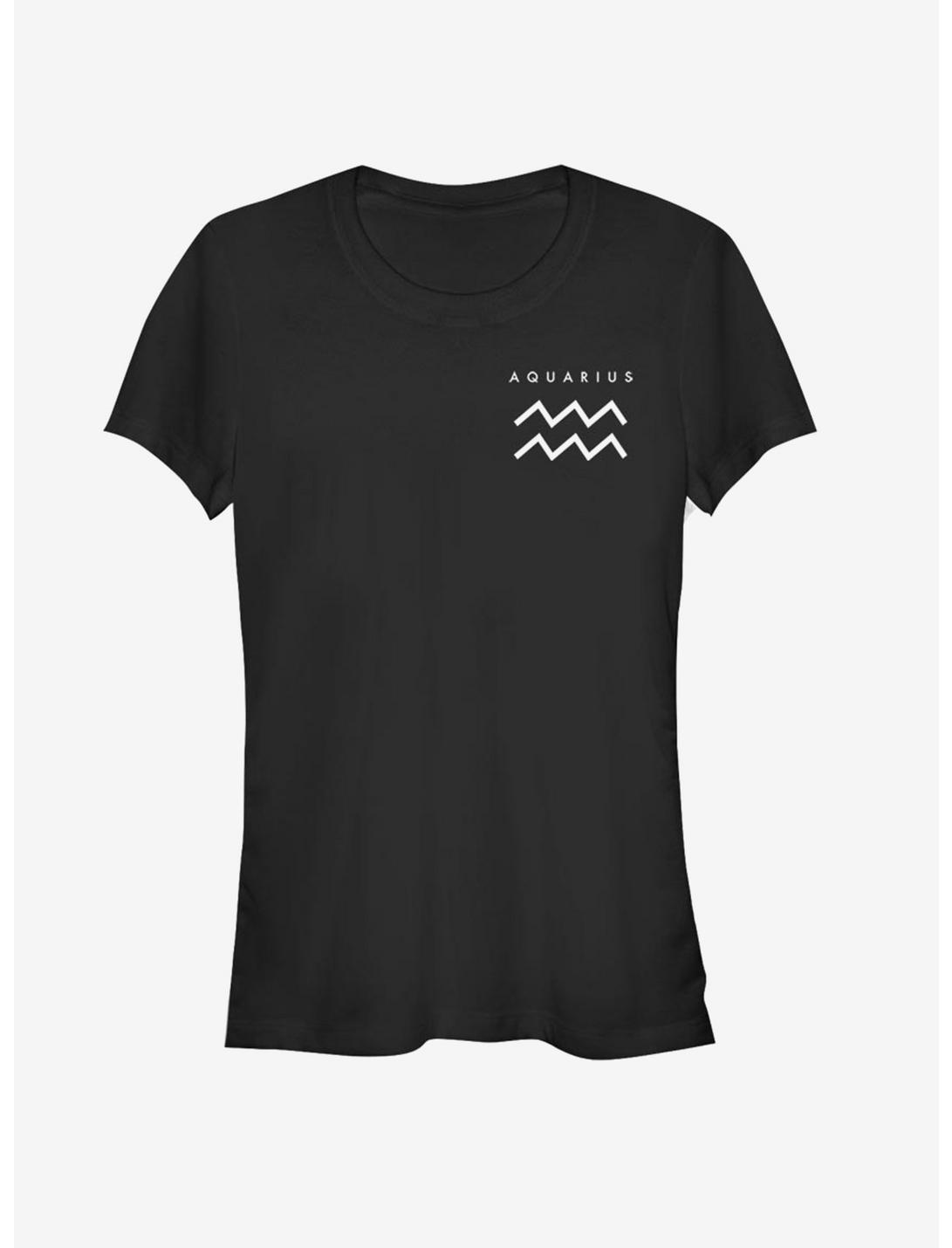 Aquarius Astrology Sign Girls T-Shirt, BLACK, hi-res