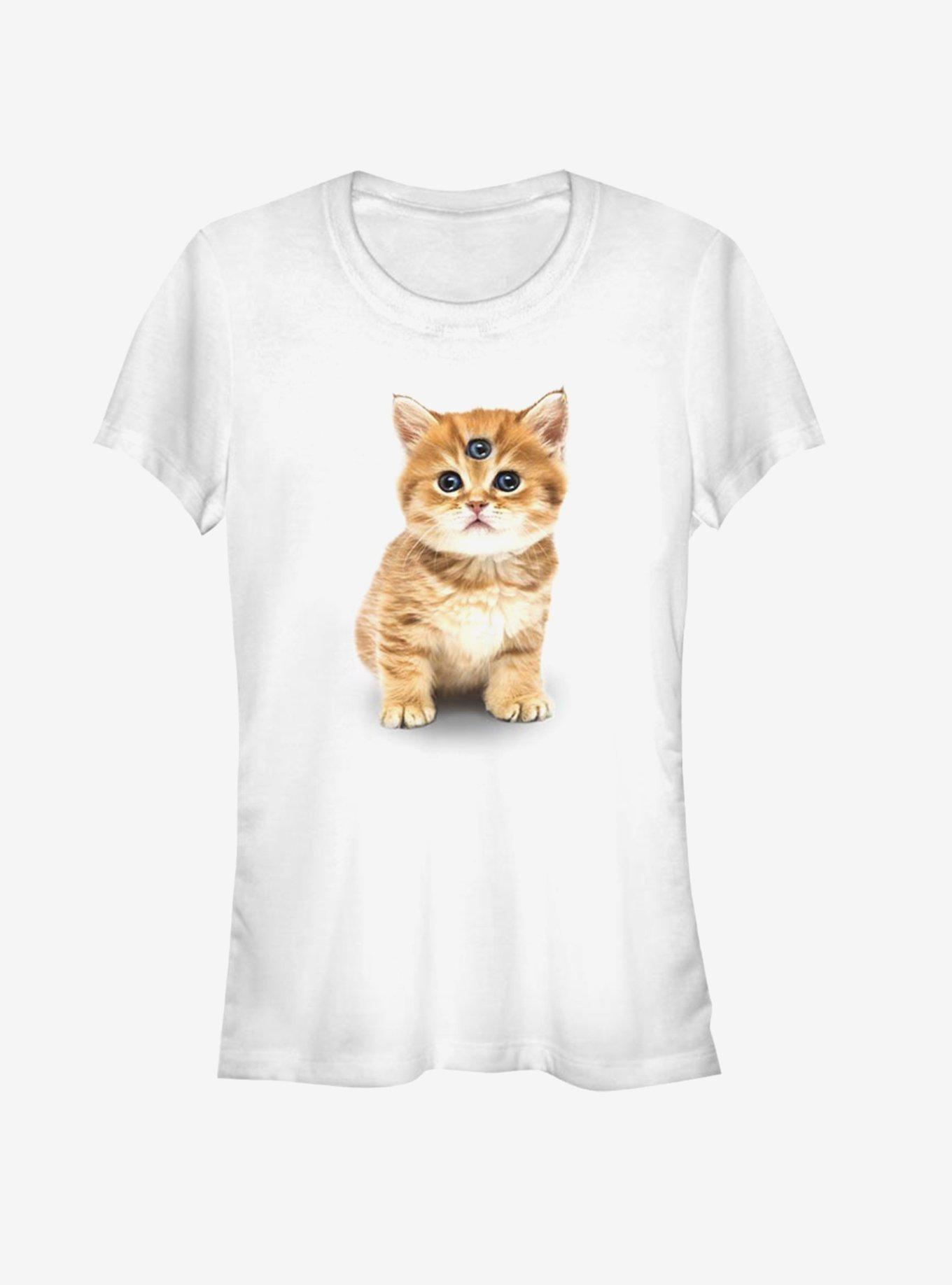 Catclops Three Eyed Kitten Girls T-Shirt, WHITE, hi-res