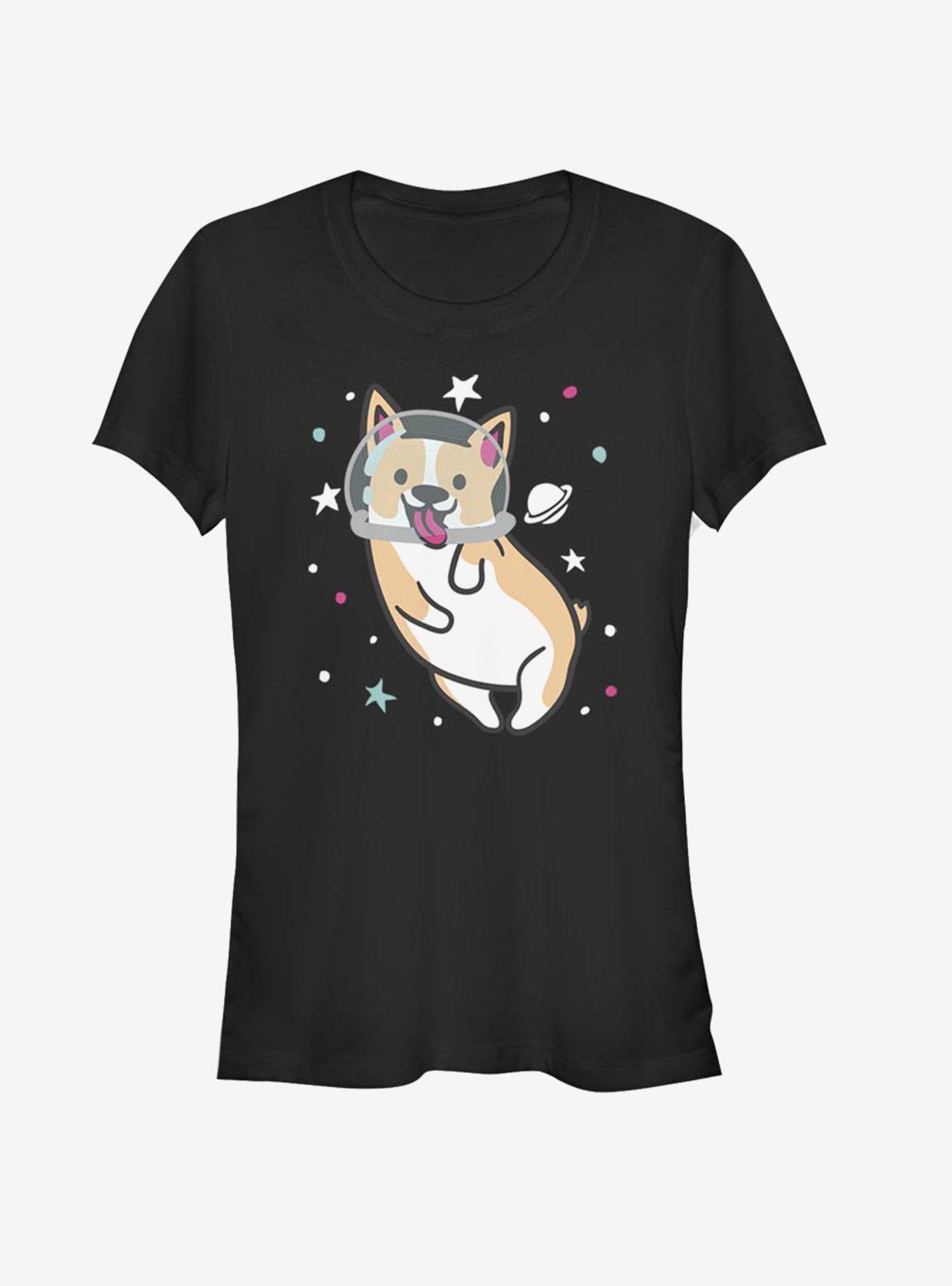 Space Corgi Girls T-Shirt, BLACK, hi-res