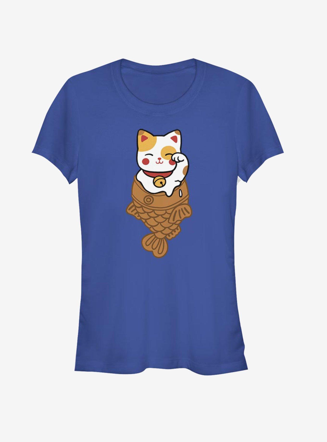 Lucky Cat Taiyaki Girls T-Shirt, ROYAL, hi-res
