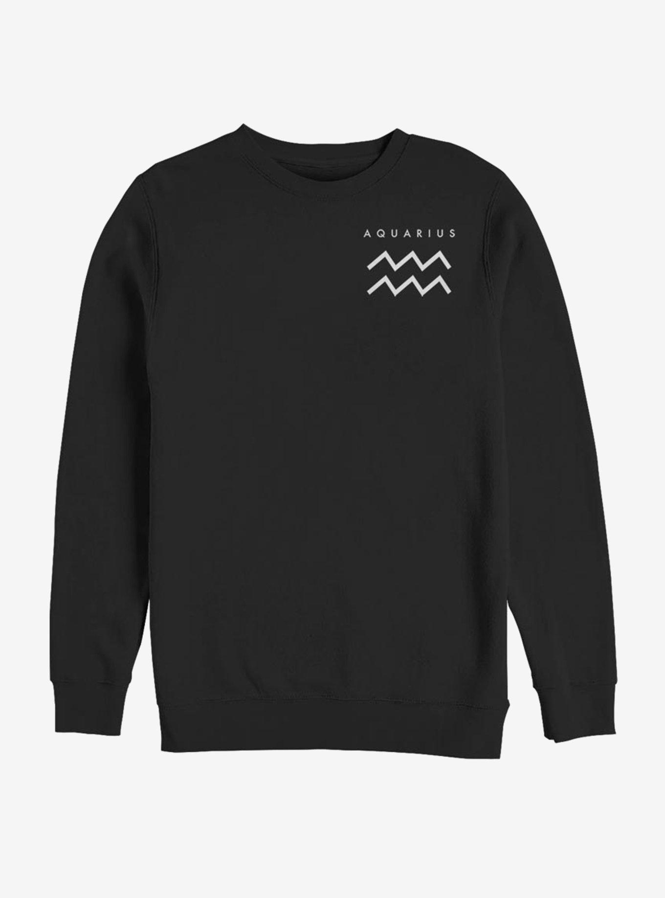 Aquarius Astrology Sign Sweatshirt, BLACK, hi-res