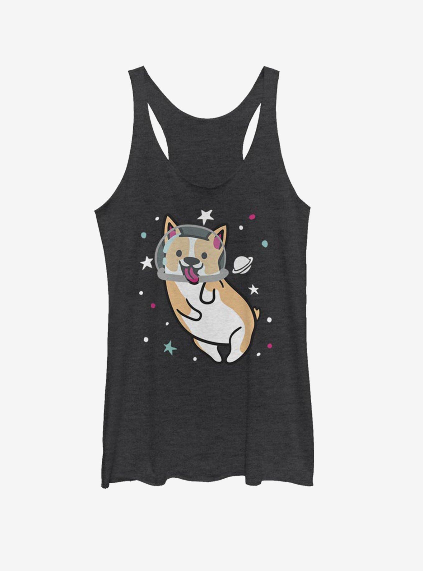 Space Corgi Girls Tank, BLK HTR, hi-res