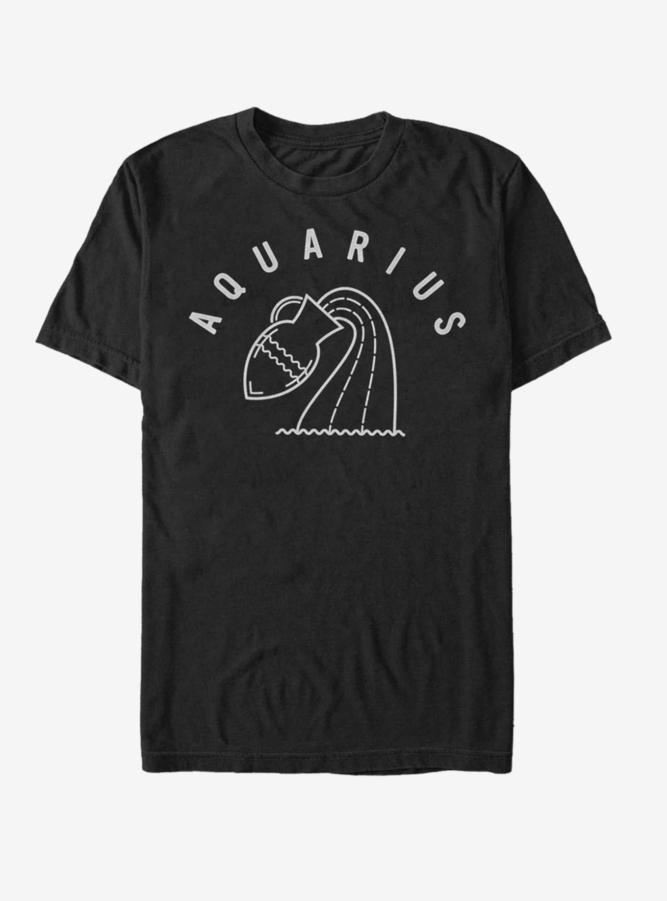 Aquarius Astrology Water Sign T-Shirt, BLACK, hi-res