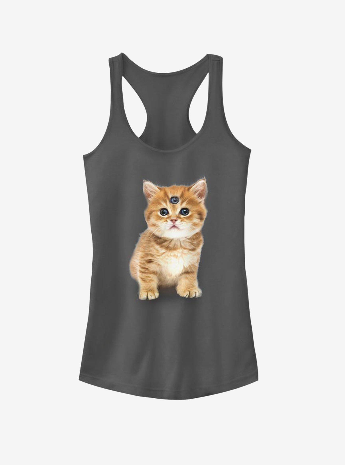 Catclops Three Eyed Kitten Girls Tank, CHARCOAL, hi-res