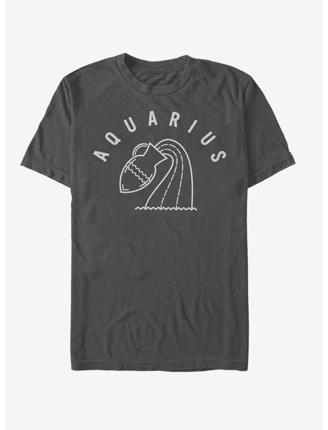 Aquarius Astrology Water Sign T-Shirt, CHARCOAL, hi-res