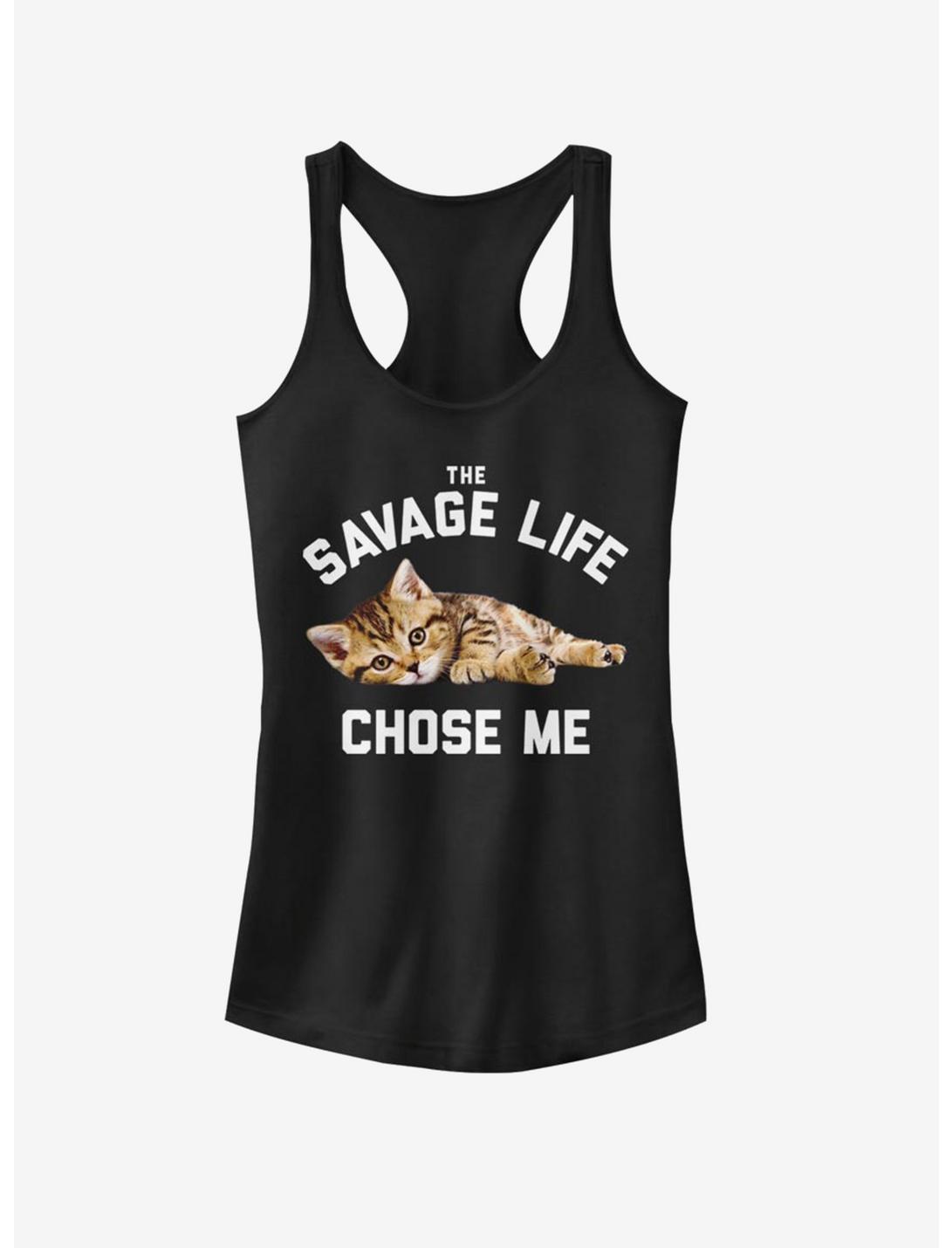 The Savage Life Chose Me Kitten Girls Tank, BLACK, hi-res