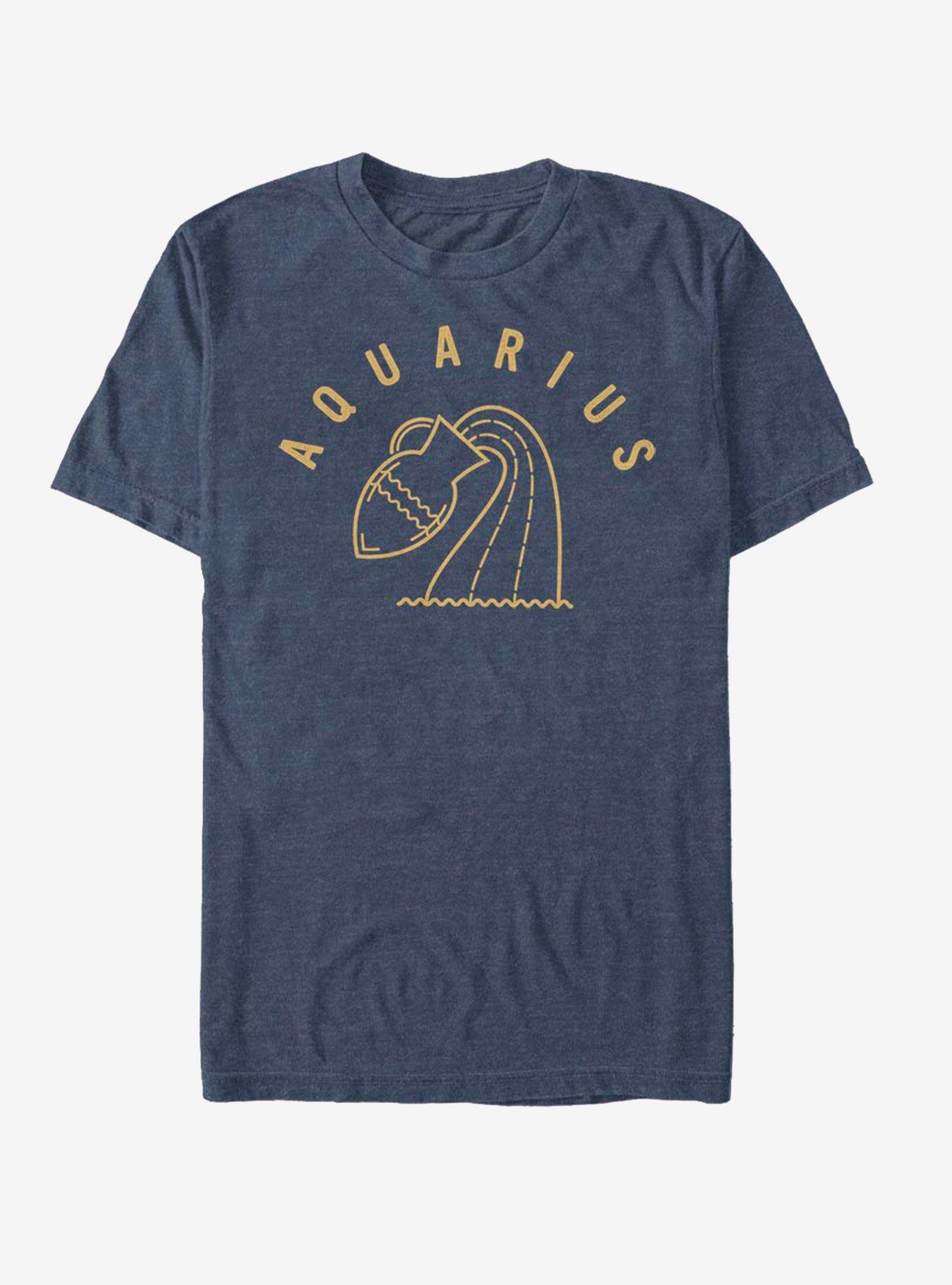Aquarius Astrology Water Sign T-Shirt, NAVY HTR, hi-res