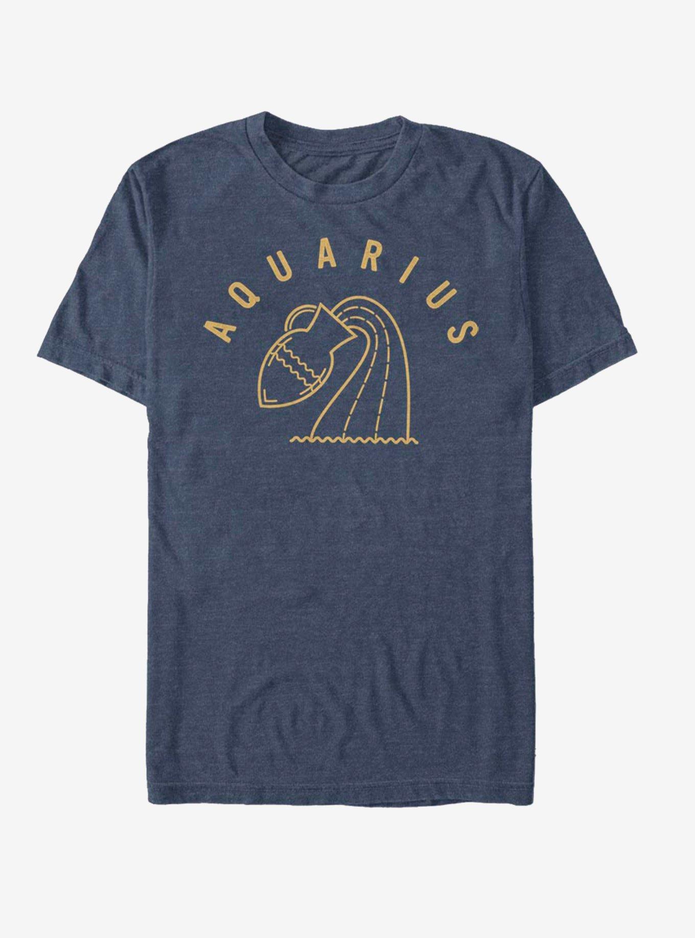 Aquarius Astrology Water Sign T-Shirt, NAVY HTR, hi-res