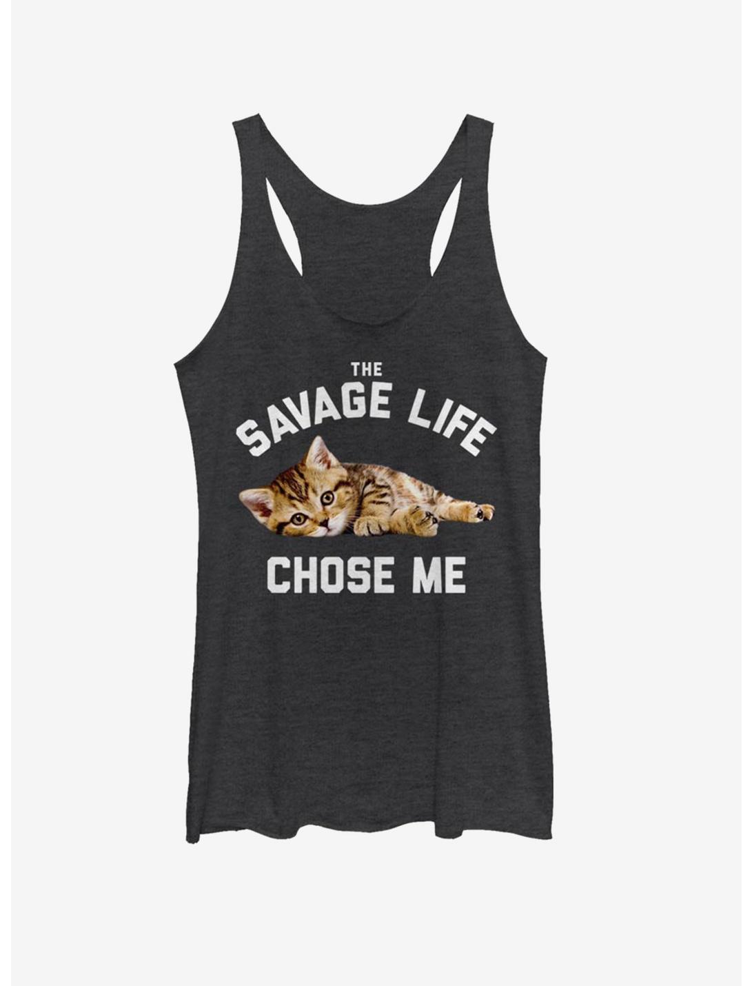 The Savage Life Chose Me Kitten Girls Tank, BLK HTR, hi-res