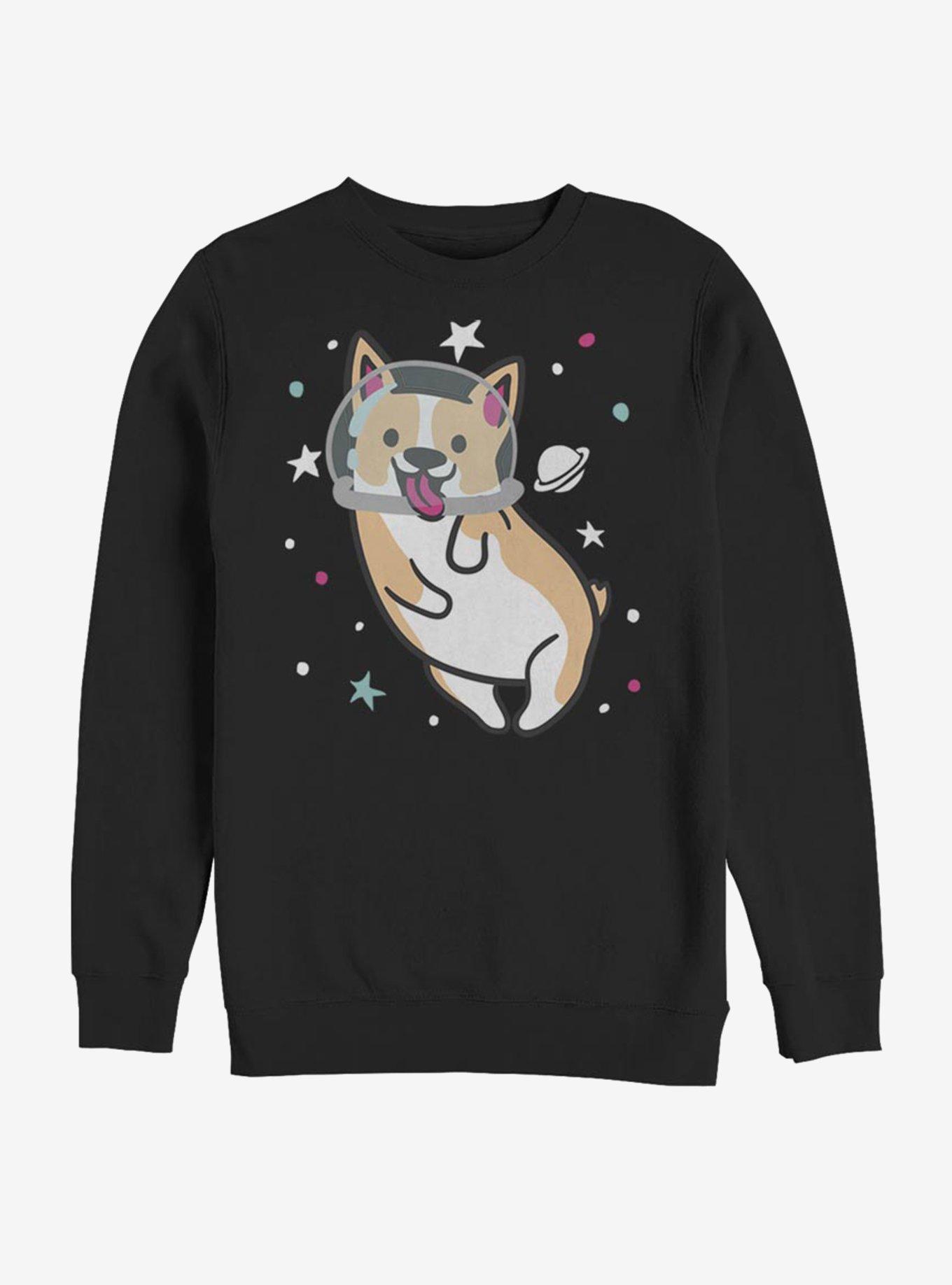 Space Corgi Sweatshirt, BLACK, hi-res