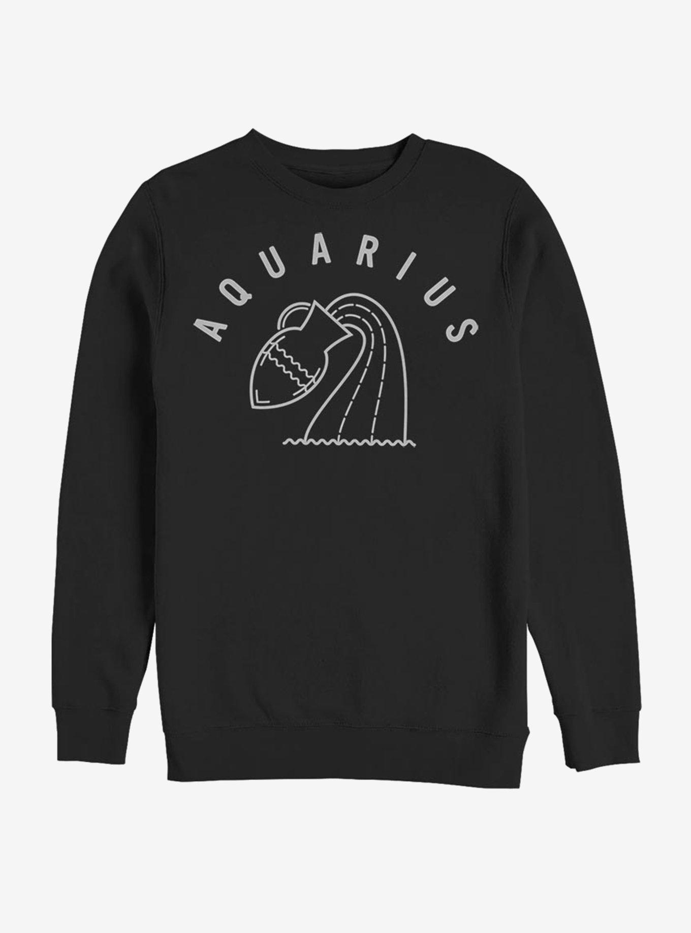 Aquarius Astrology Water Sign Sweatshirt, BLACK, hi-res