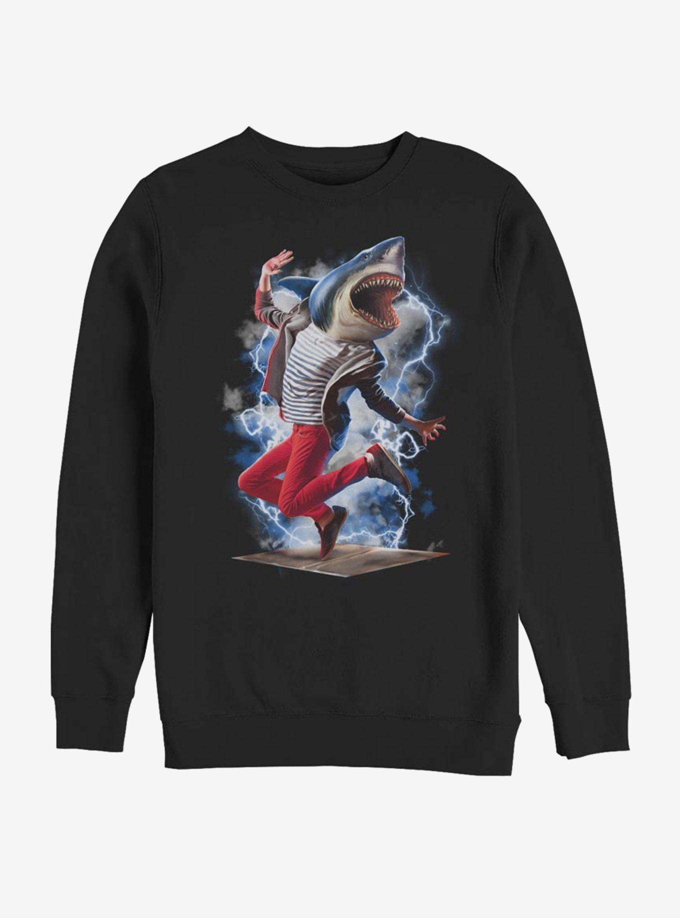 Shark Break Dancer Sweatshirt, BLACK, hi-res