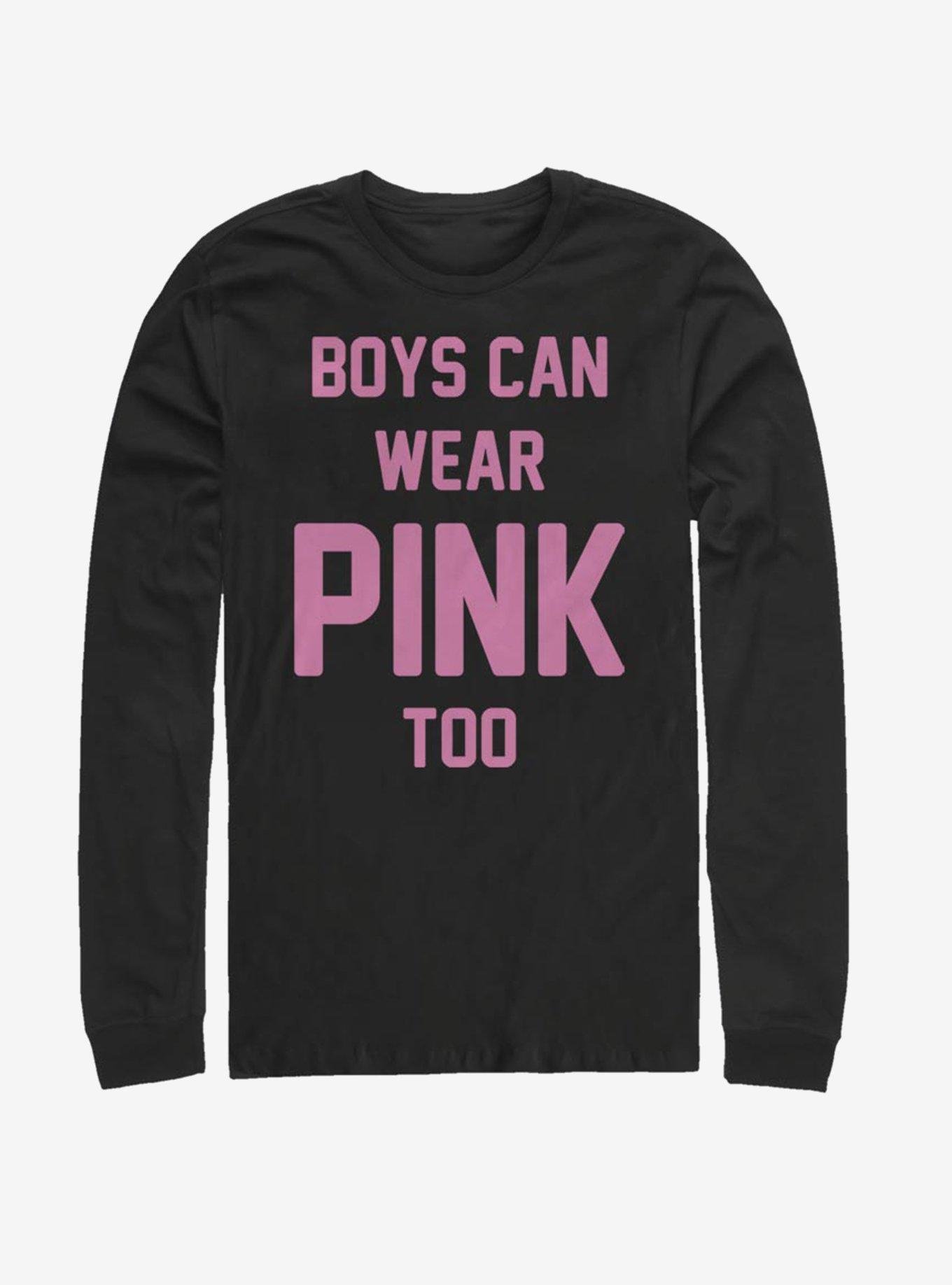 Boys Can Wear Pink Too Long-Sleeve T-Shirt, BLACK, hi-res
