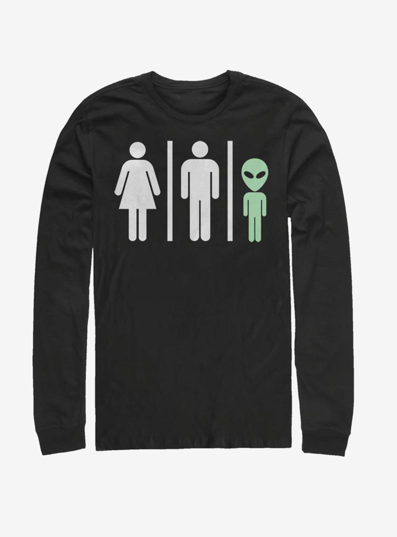 Bathroom Rules Alien Long-Sleeve T-Shirt, BLACK, hi-res