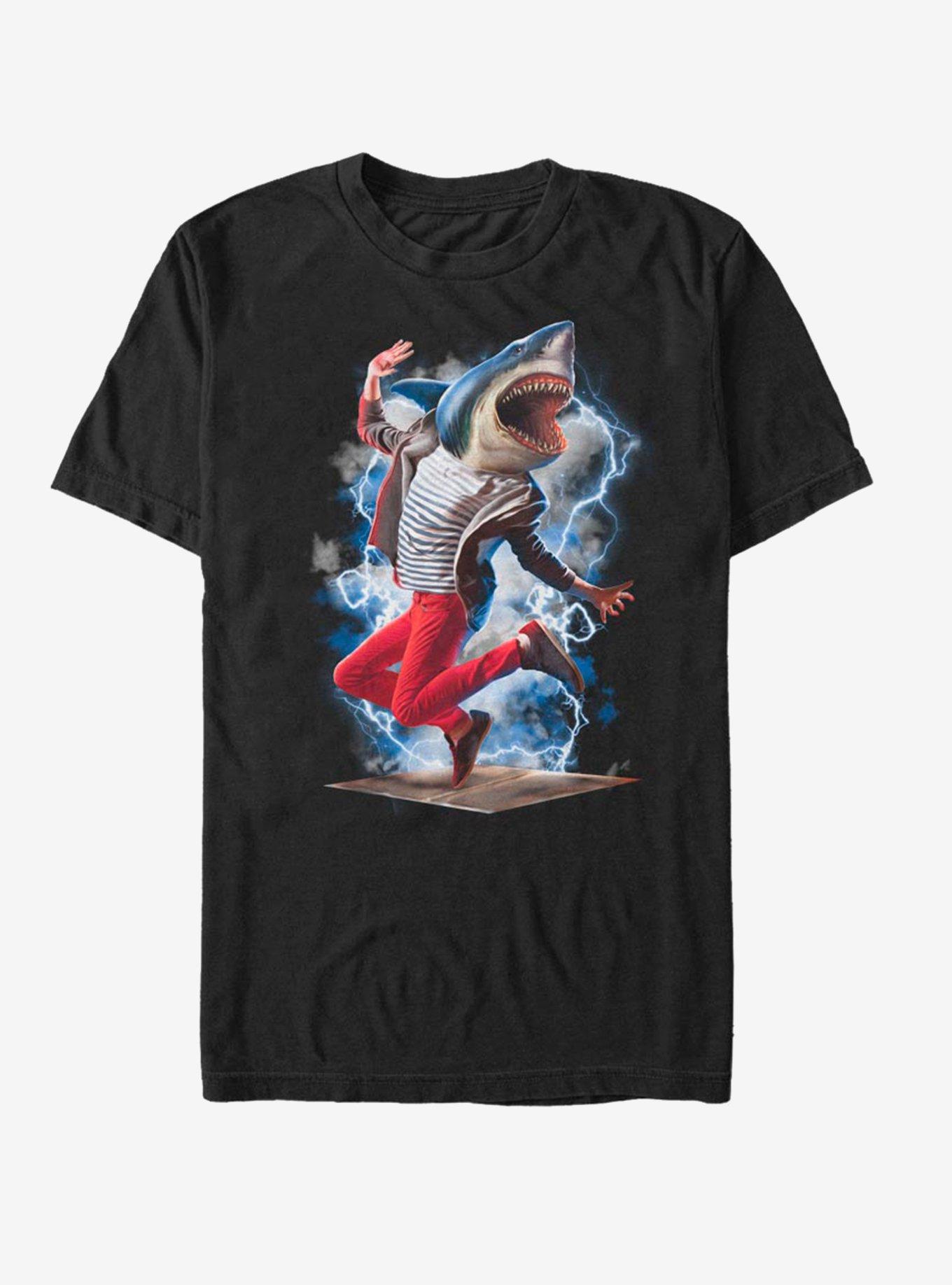 Shark Break Dancer T-Shirt, BLACK, hi-res